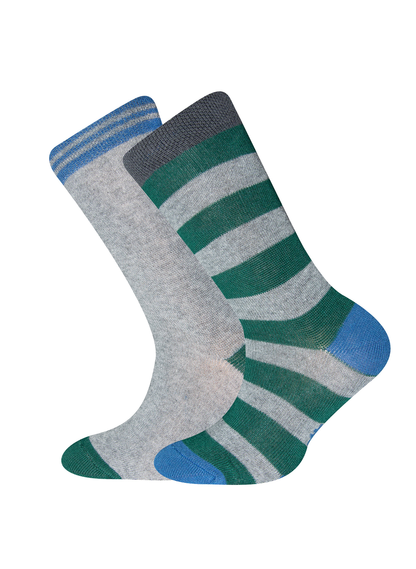 Jungen-Socken (Doppelpack) Graumelange und Ringel