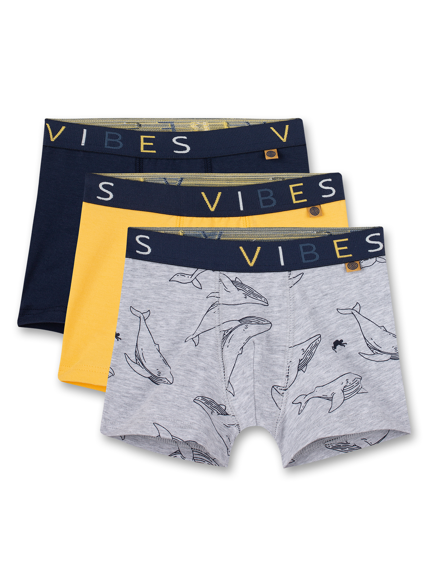 Jungen-Hipshorts (Dreierpack) Graumelange Orange und Blau