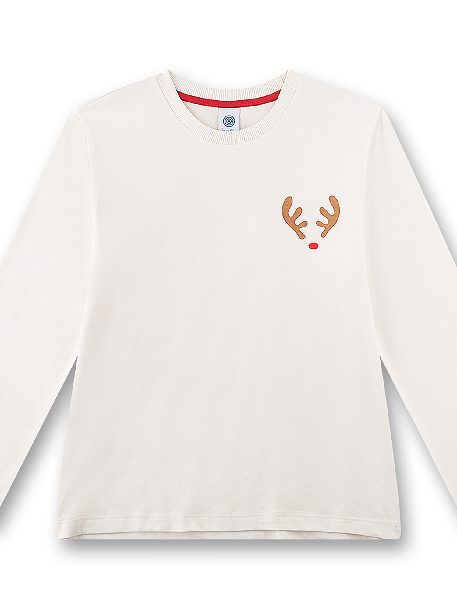 Langarmshirt, Cremeweiß, Rundhalsausschnitt, Rentiermotiv