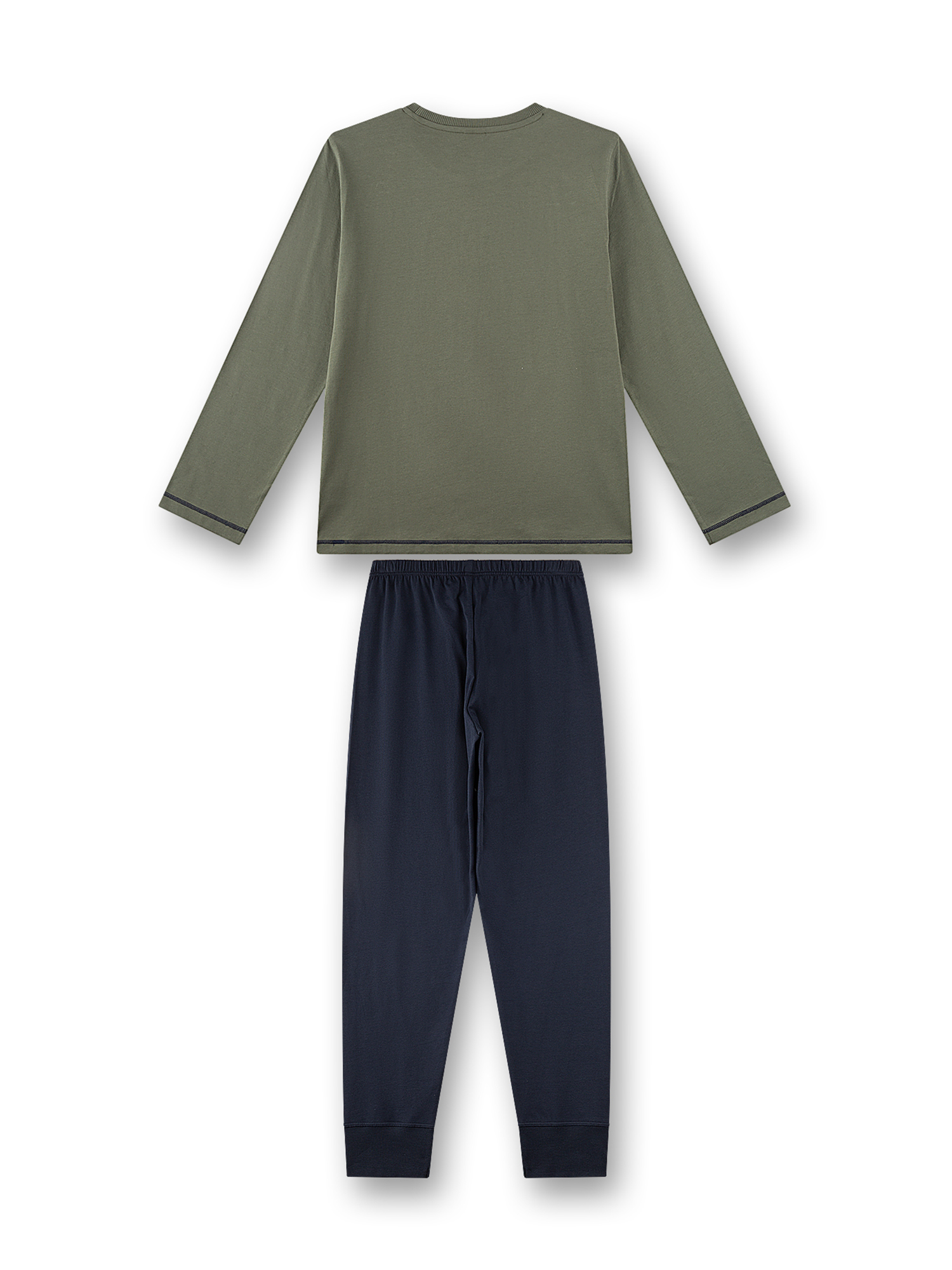Lange Ärmel, Olive-Grün, T-Shirt, Sweatshirt-Set, navy Hose