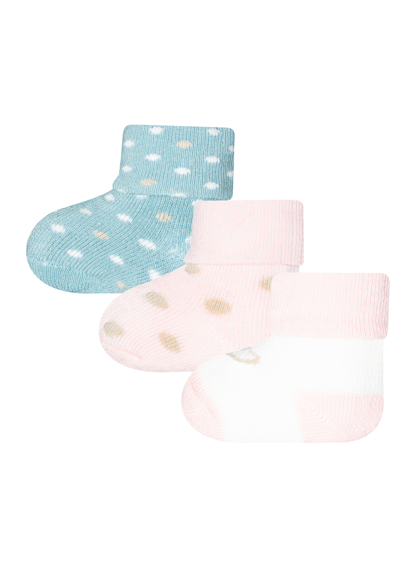 Mädchen Erstlings-Socken (Dreierpack) Dots und Weiß