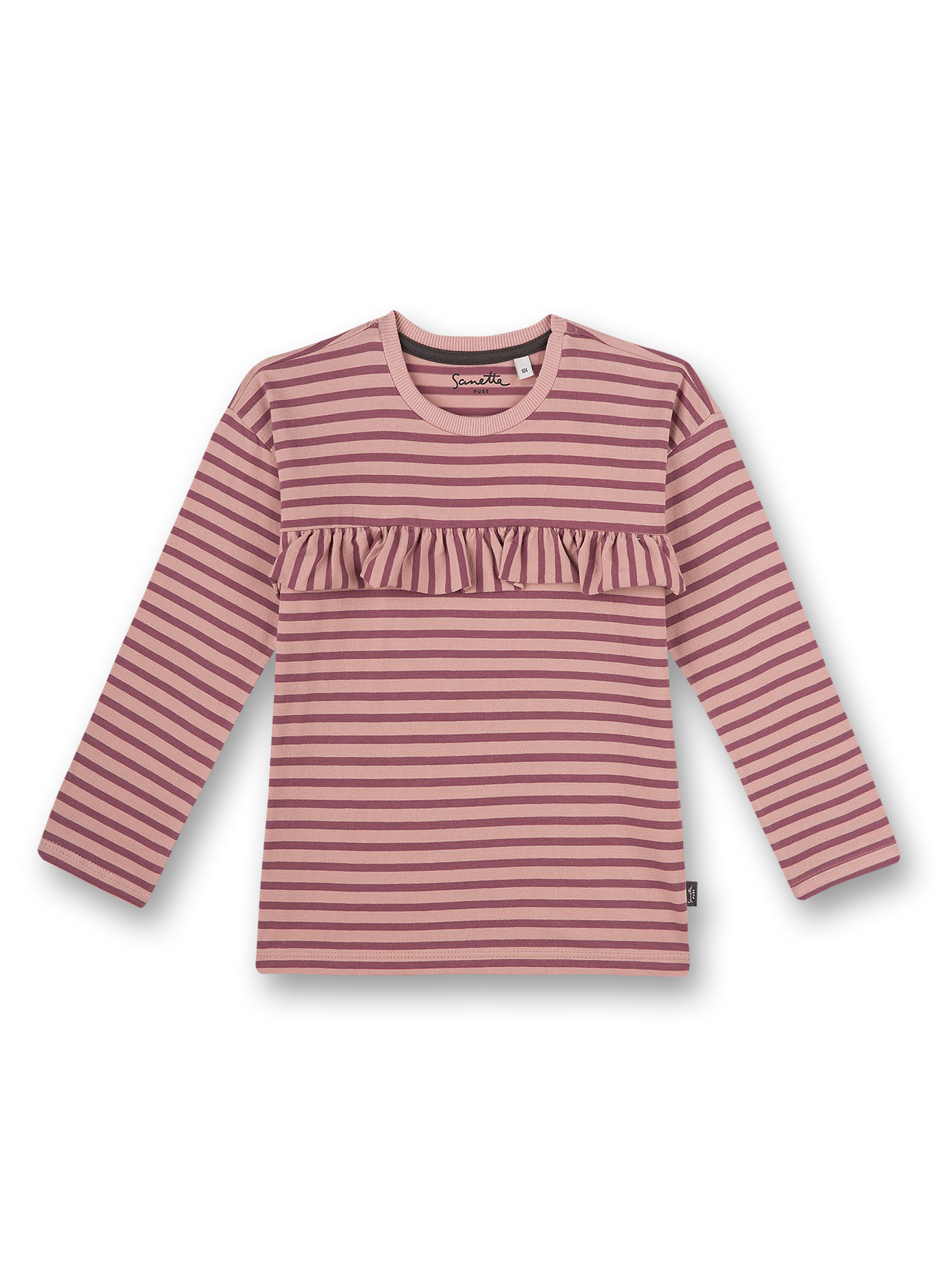 Mädchen-Shirt langarm Rosa geringelt