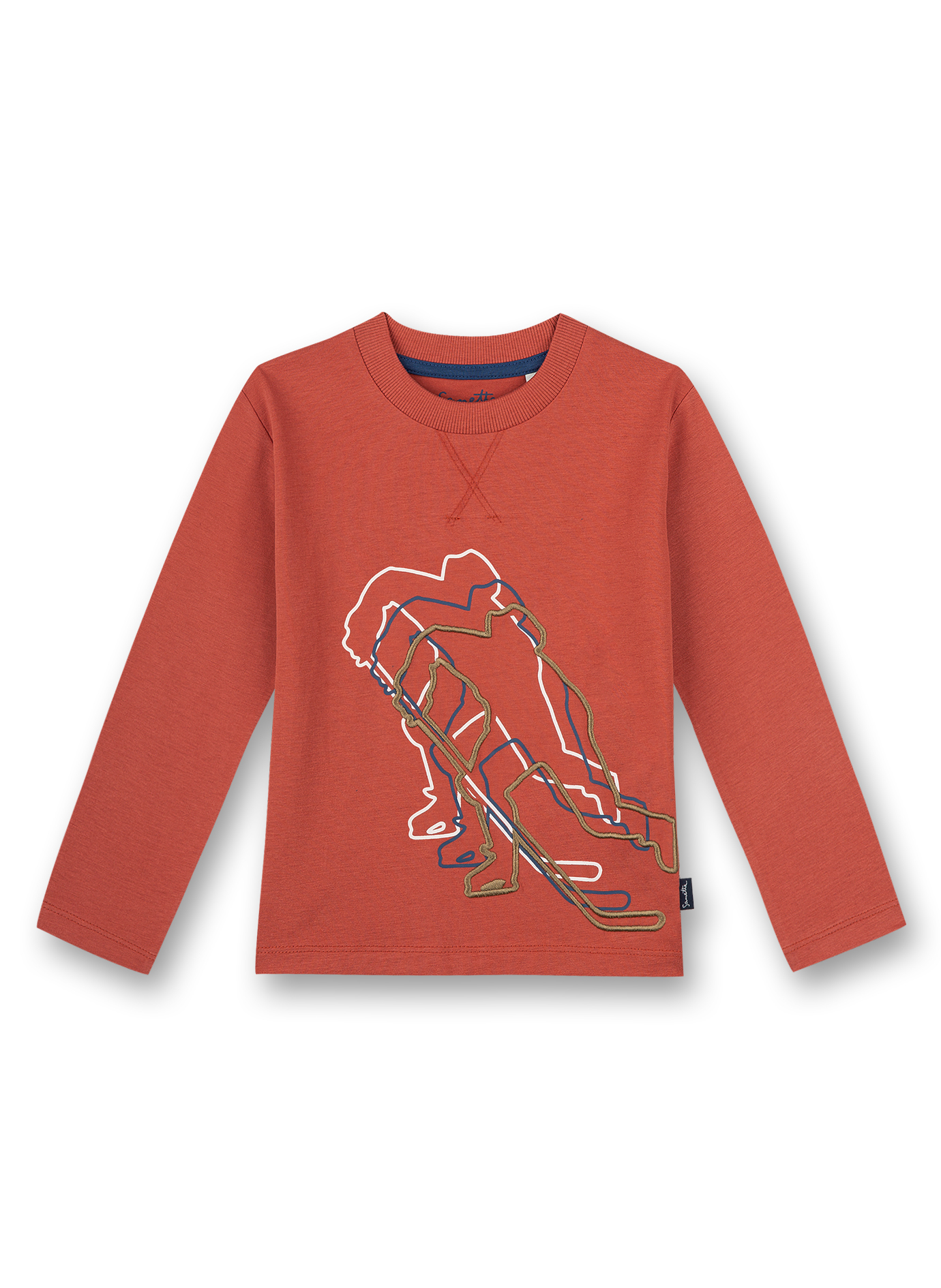 Jungen-Shirt langarm Rot Ice Hockey