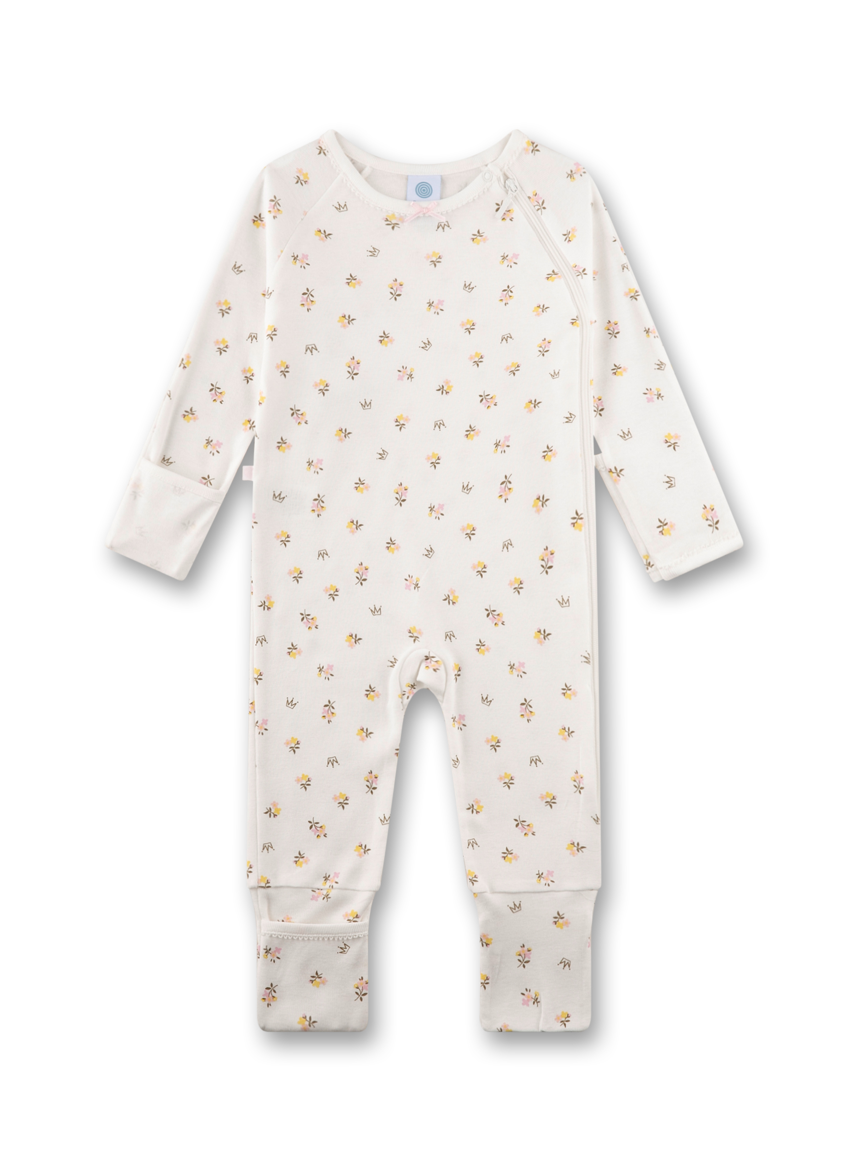 Baby-Strampler beige Blumen