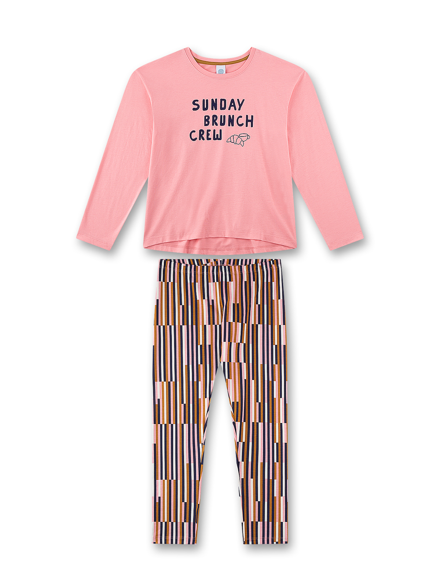Langarmshirt, Pink, Bruchmuster, Hose, Kombination