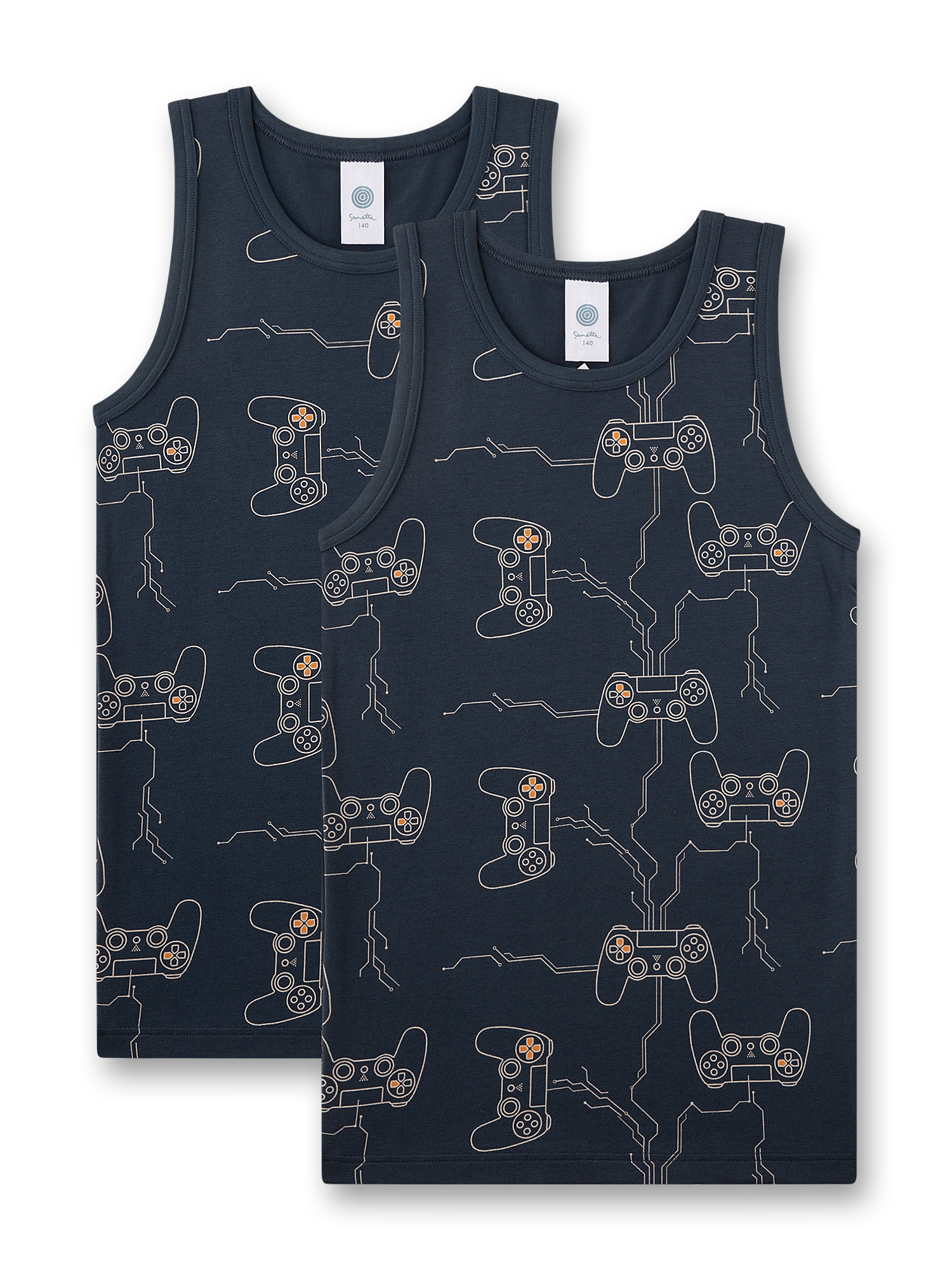 Tanktop, Nachtblau, Gaming-Print, Doppelpack, Träger-Top