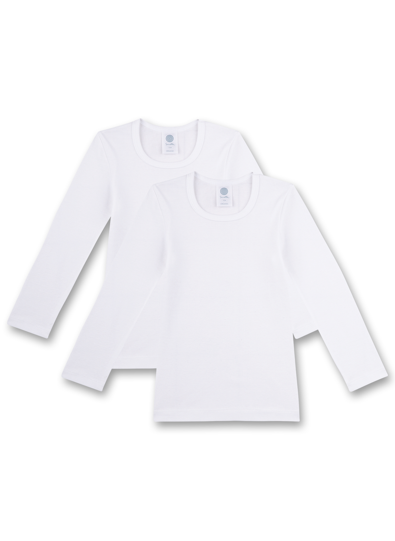 Mädchen-Unterhemd langarm (Doppelpack) Weiß