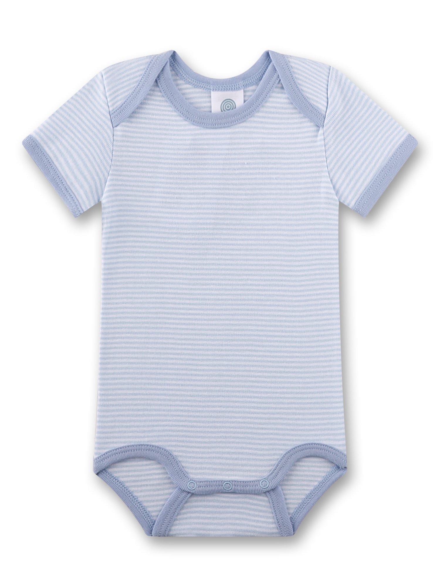 Babybodysuit, Streifen, Kurzarm, Hellblau, Druckknöpfe
