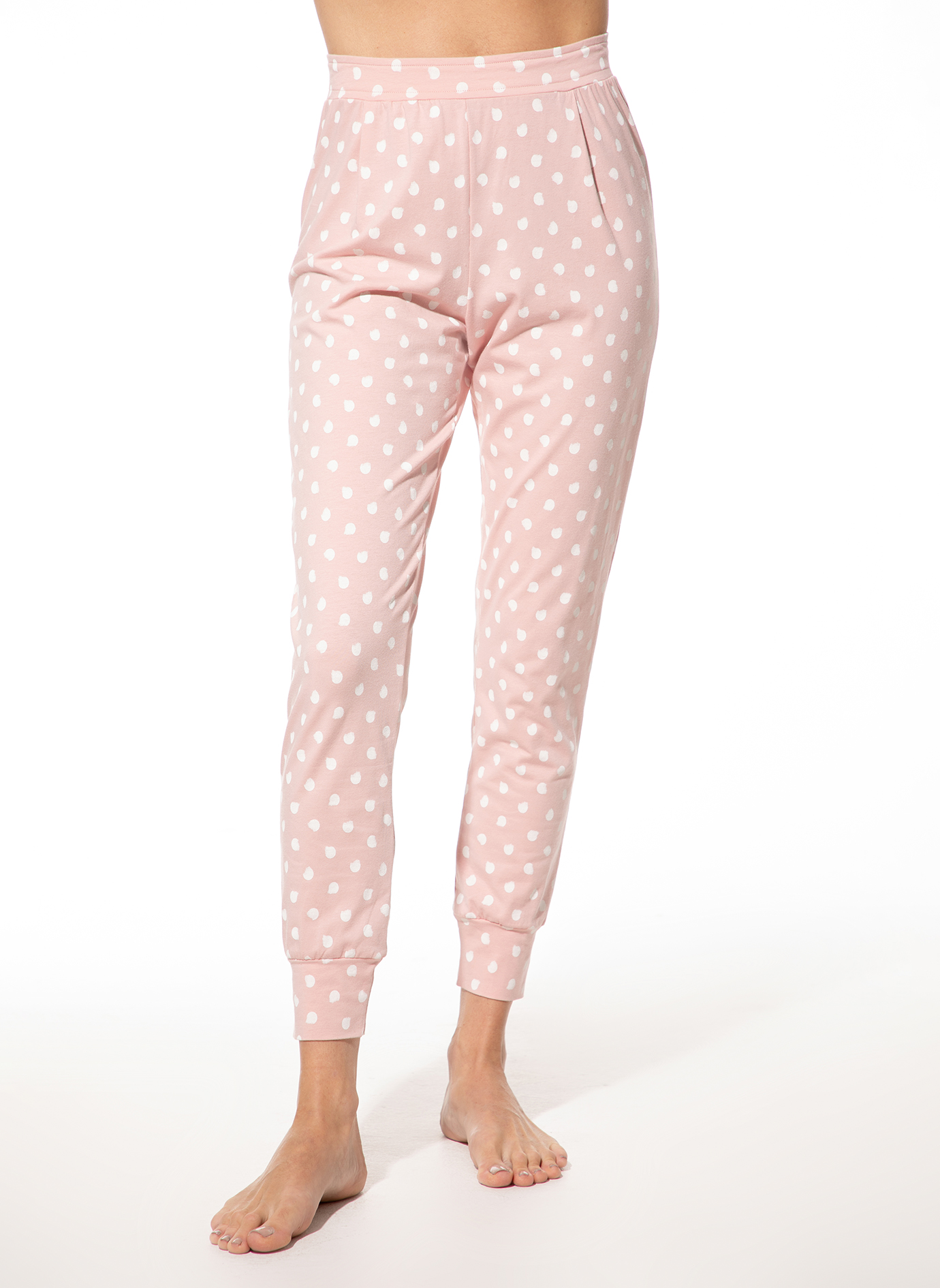 Damen-Schlafhose rosa Punkte