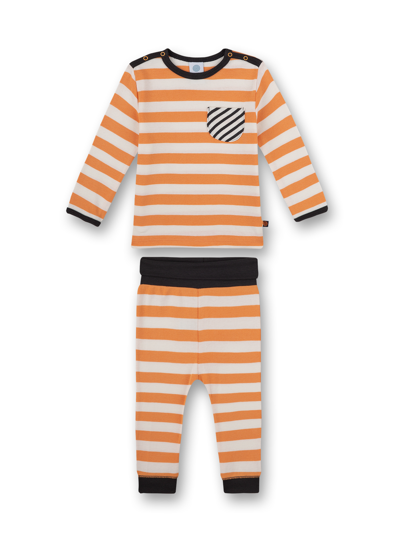 Jungen-Schlanfanzug Beige Gelb-geringelt Monsterle