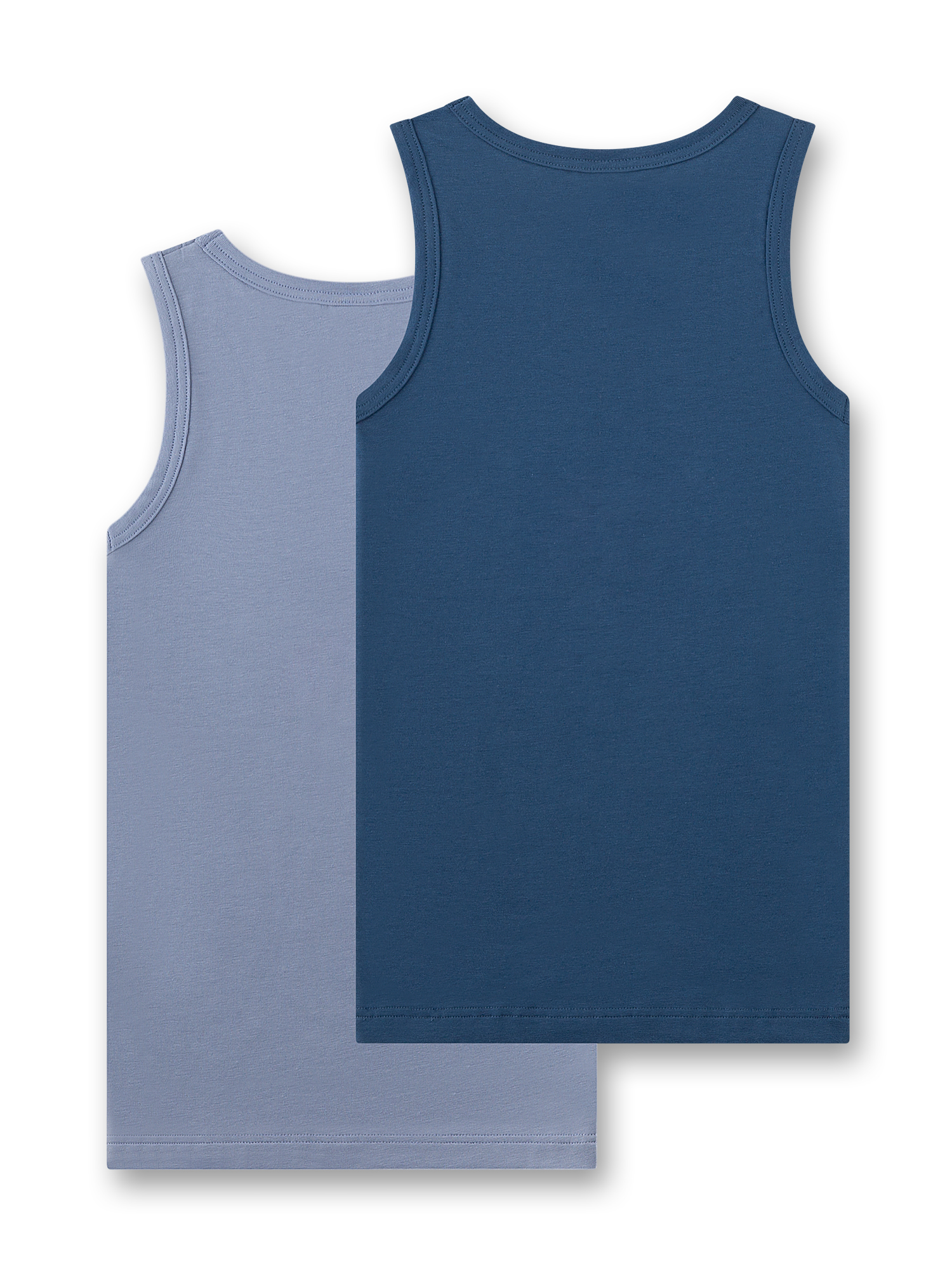 Tanktop, Ärmellos, Zweifarbig, Baumwolle, Blau