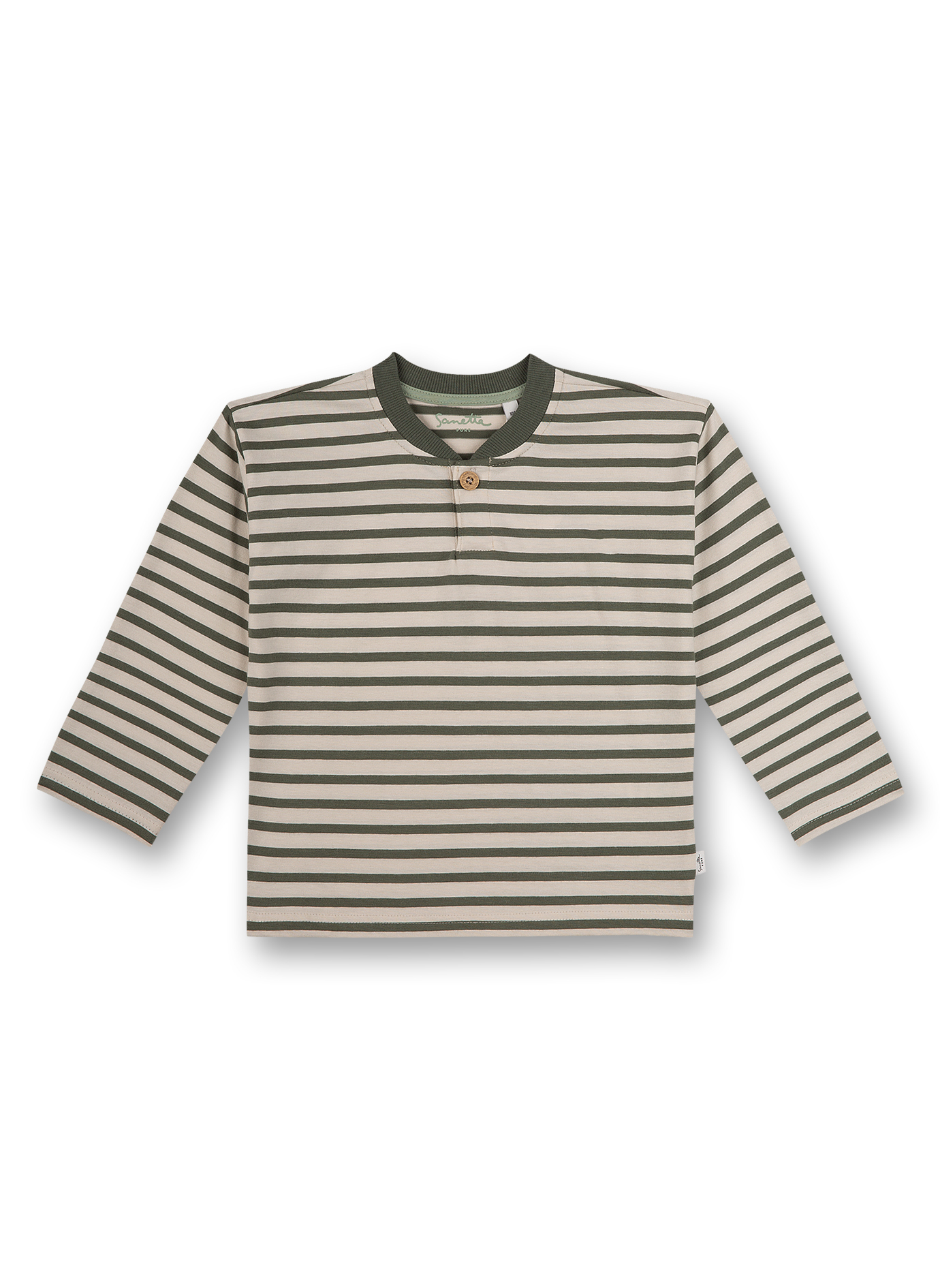 Jungen-Shirt langarm Grün Ringel