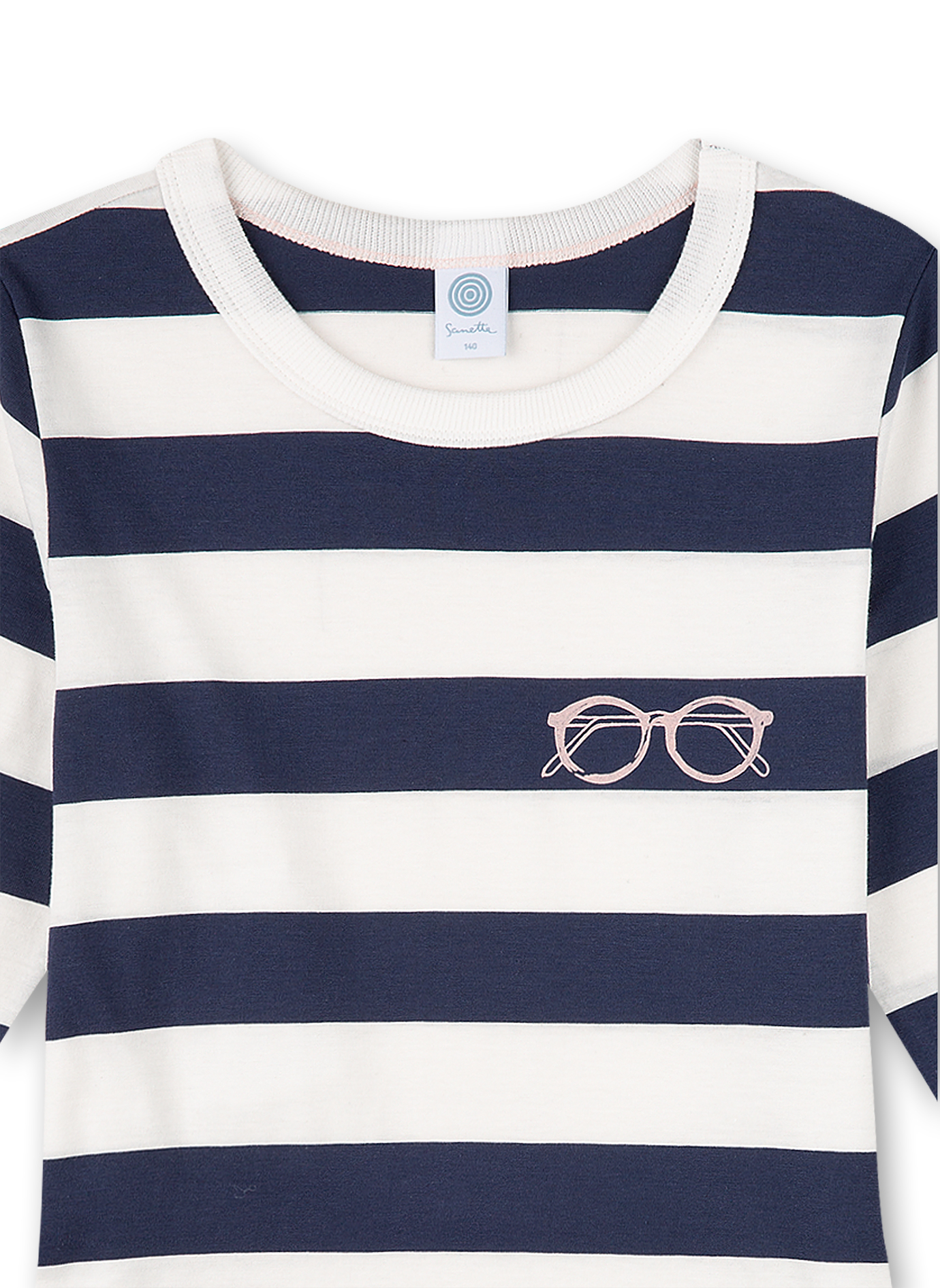 Mädchen-Nachthemd Dunkelblau-geringelt Glasses and Stripes