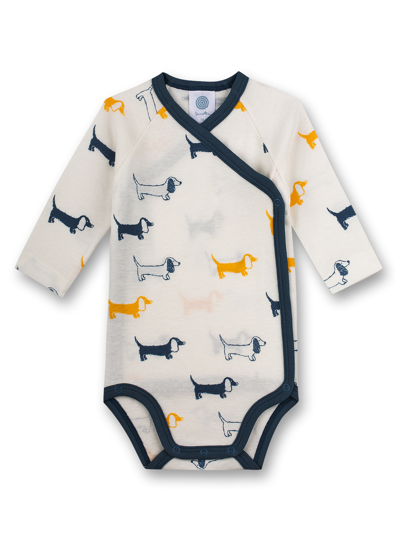 Wickelbody langarm Off-White Dackel