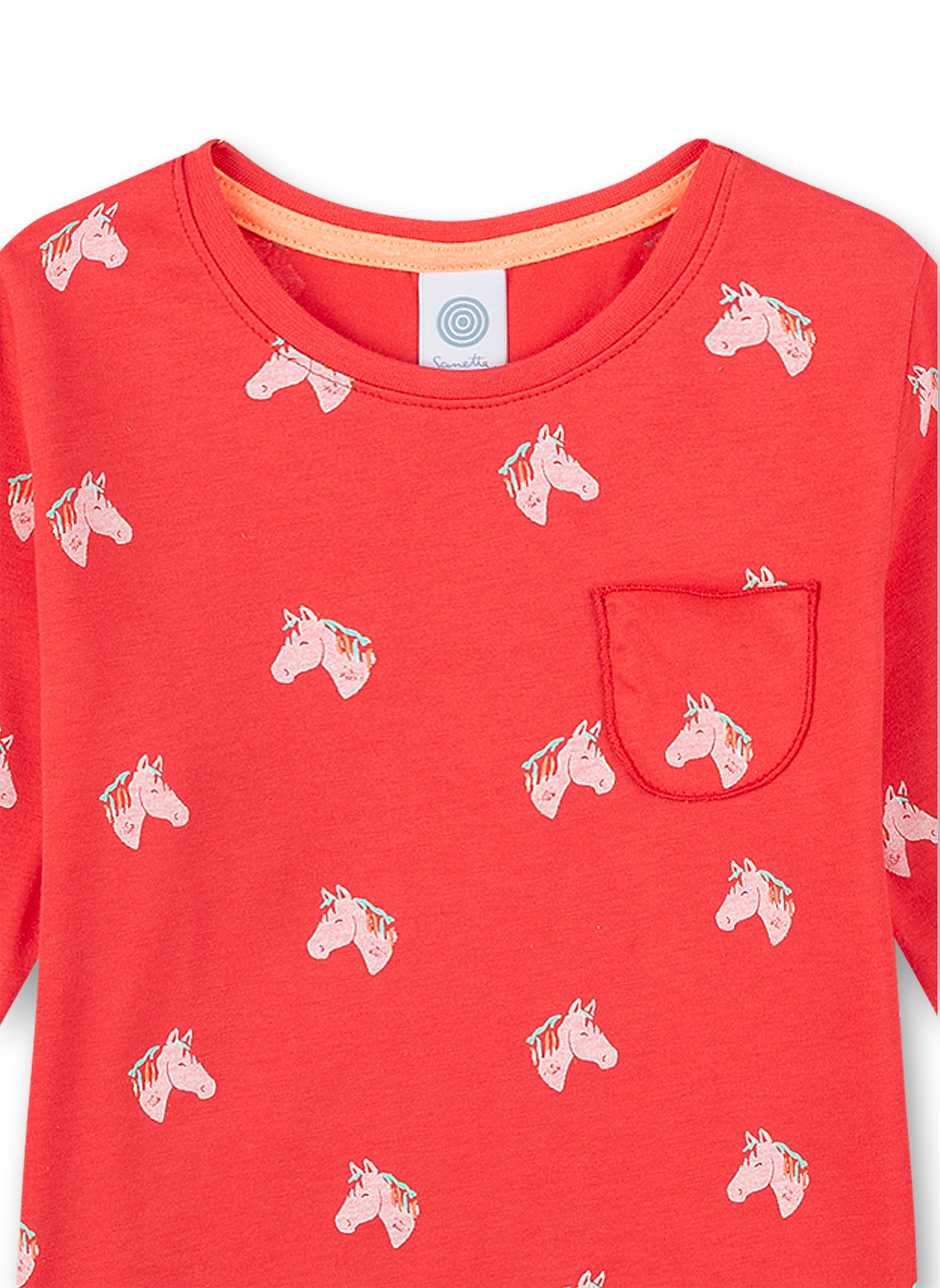 Mädchen-Schlafanzug lang Rot Happy Horse
