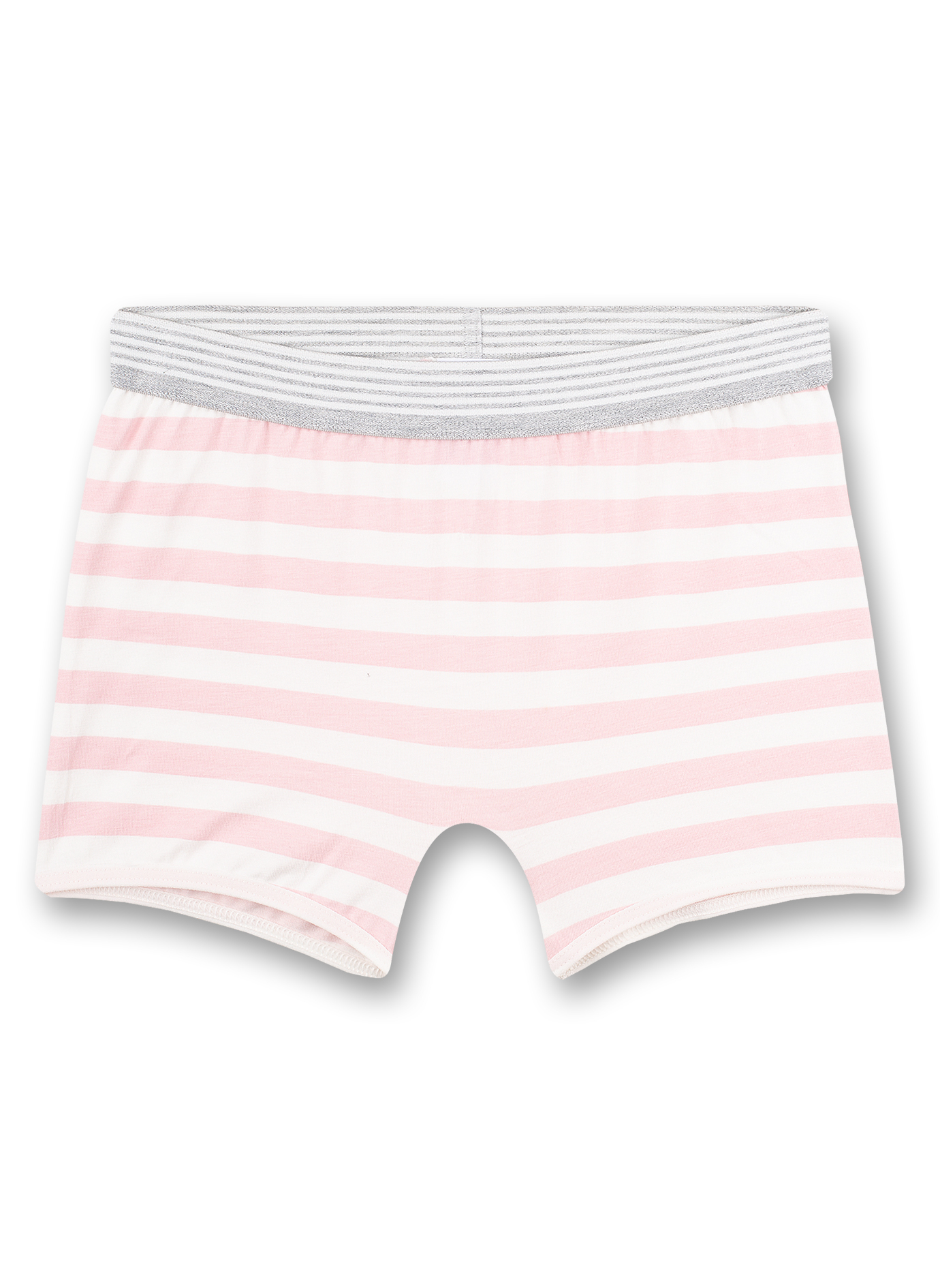 Mädchen-Shorts (Doppelpack) Graumelange Dots-Allover und Rosa Ringel