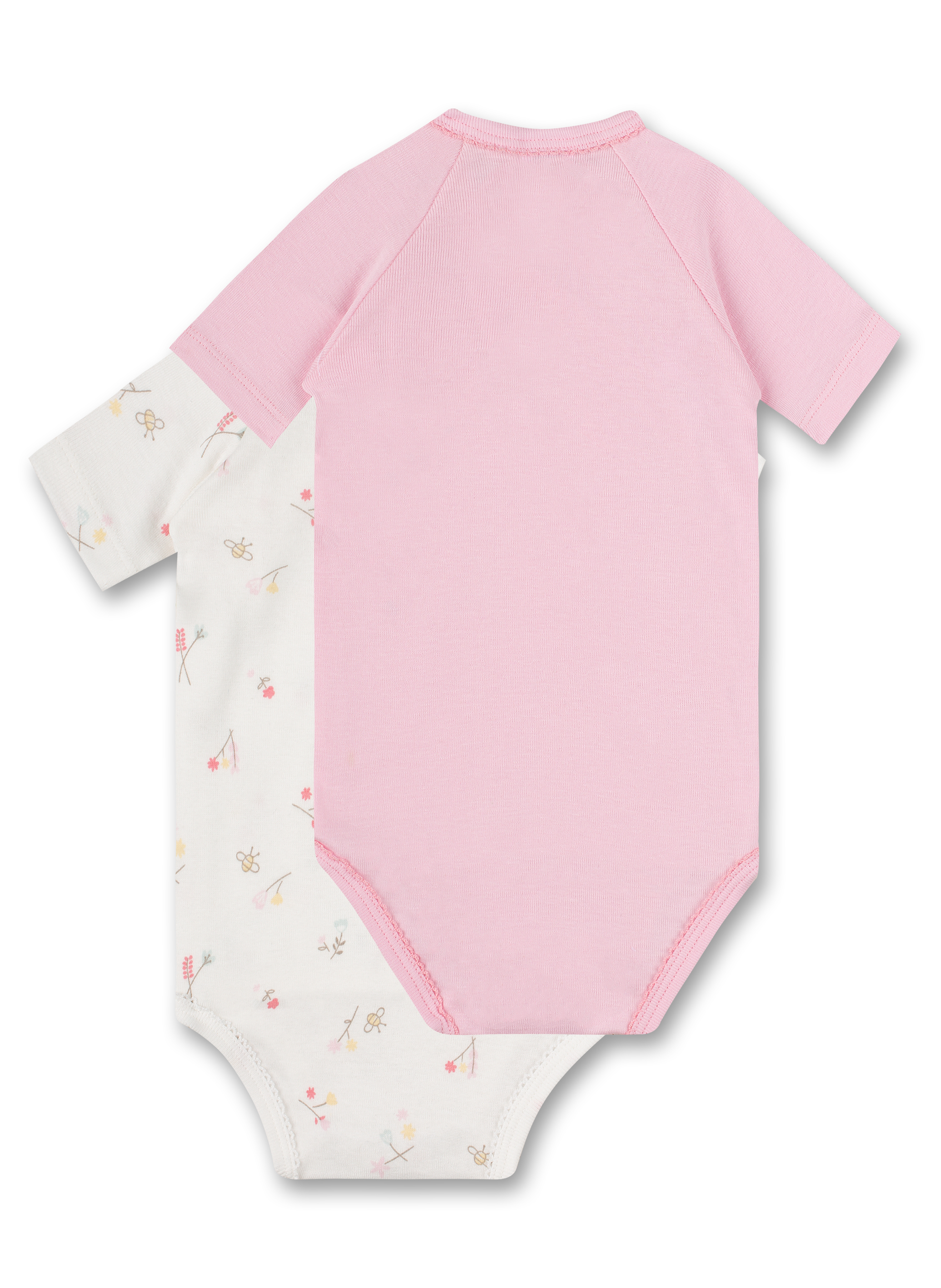 Wickelbody kurzarm (Doppelpack) Off-White und Rosa