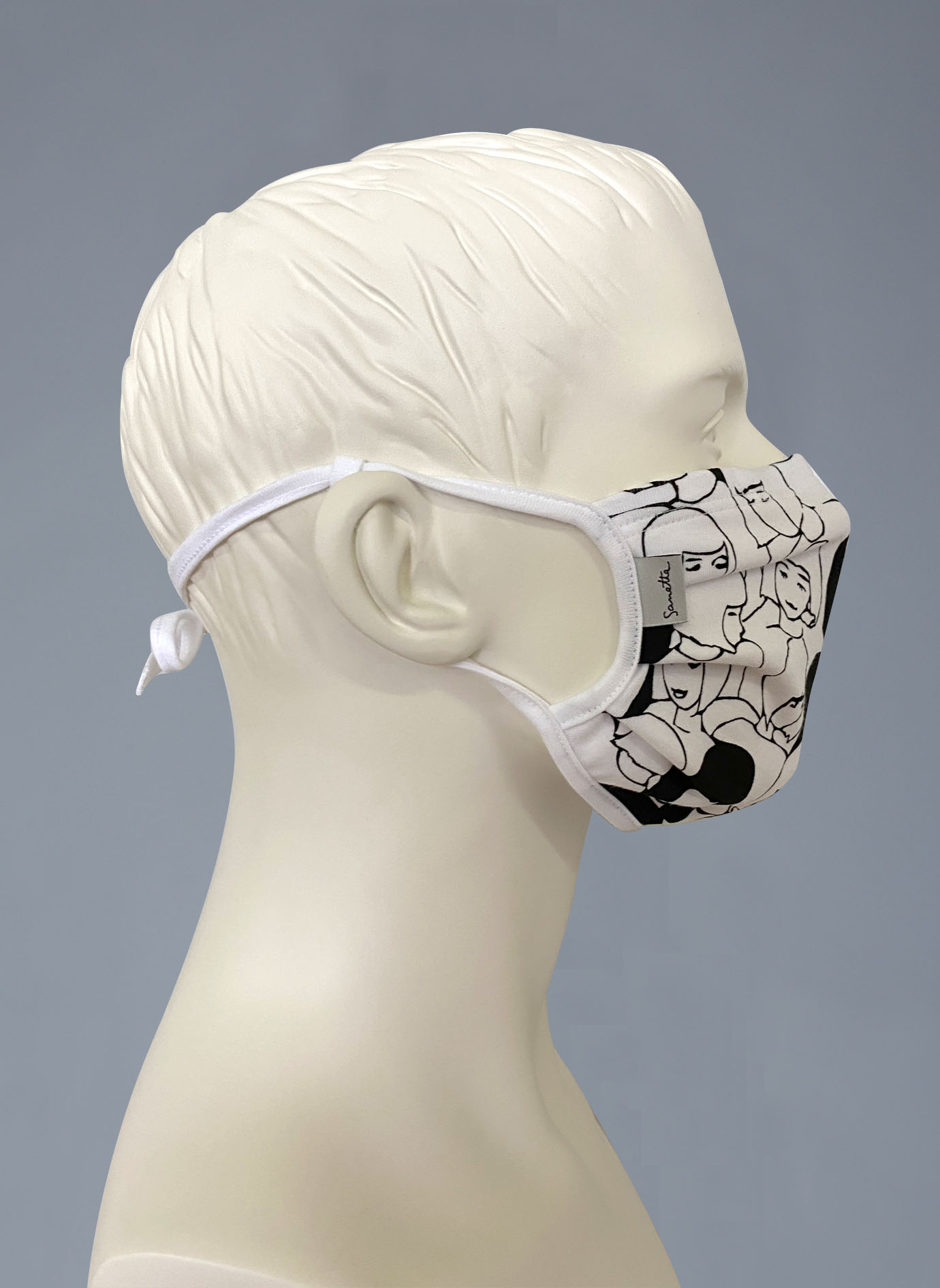 Wiederverwendbare Mund-Nasen-Maske Erwachsene Doppelpack Allover Weiß