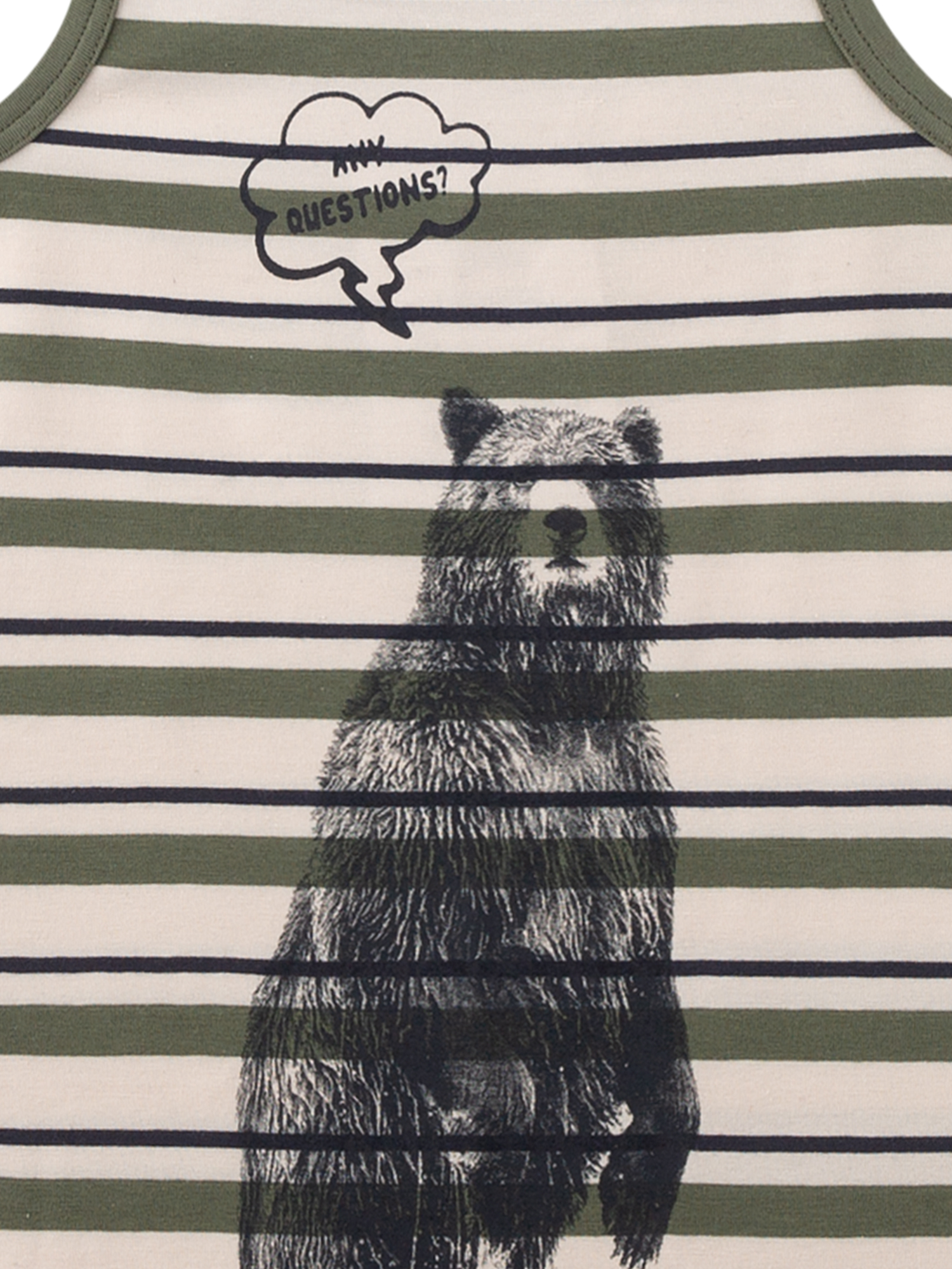 gestreiftes shirt,  Bärenprint,  Grafik-T-Shirt,  Rundhalsausschnitt,  grüne Streifen