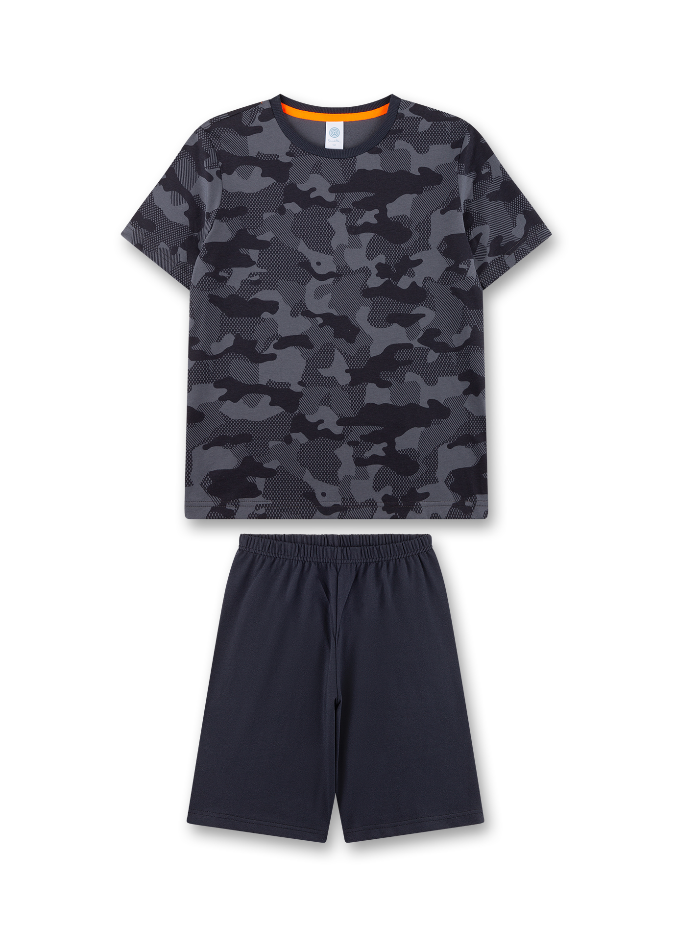 Jungen-Schlafanzug kurz dunkelblau Camouflage