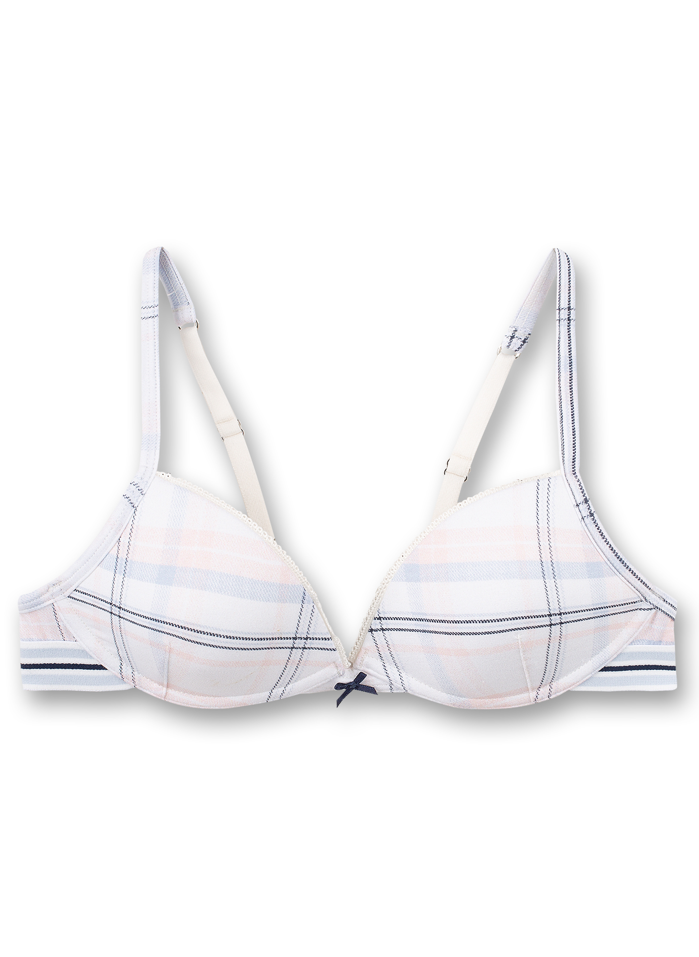 Mädchen-Soft Cup Bra Weiß Kariert Glasses and Stripes