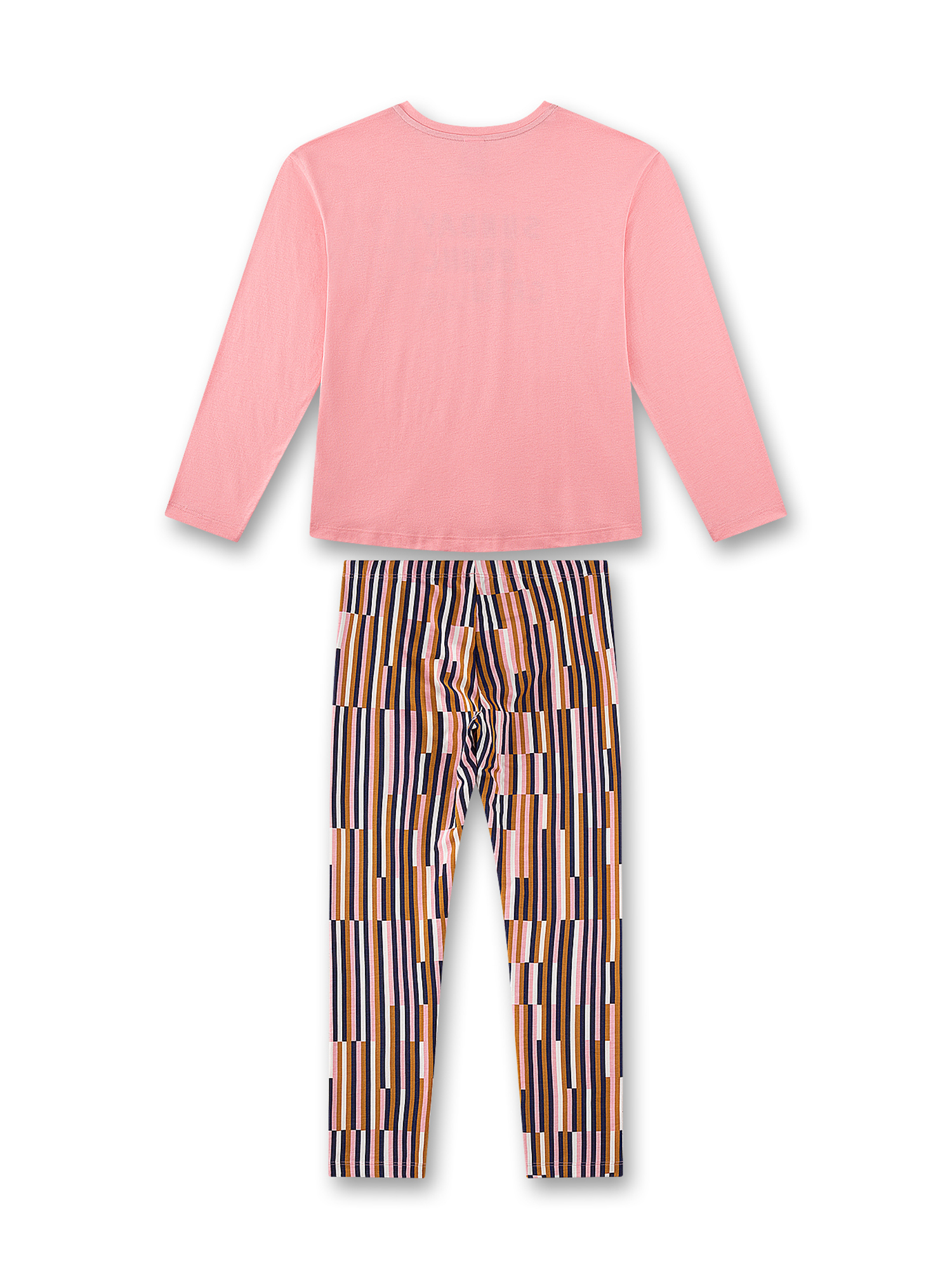 Langarmshirt, Rundhals, Rosa, Glatt, Leggings, gestreift