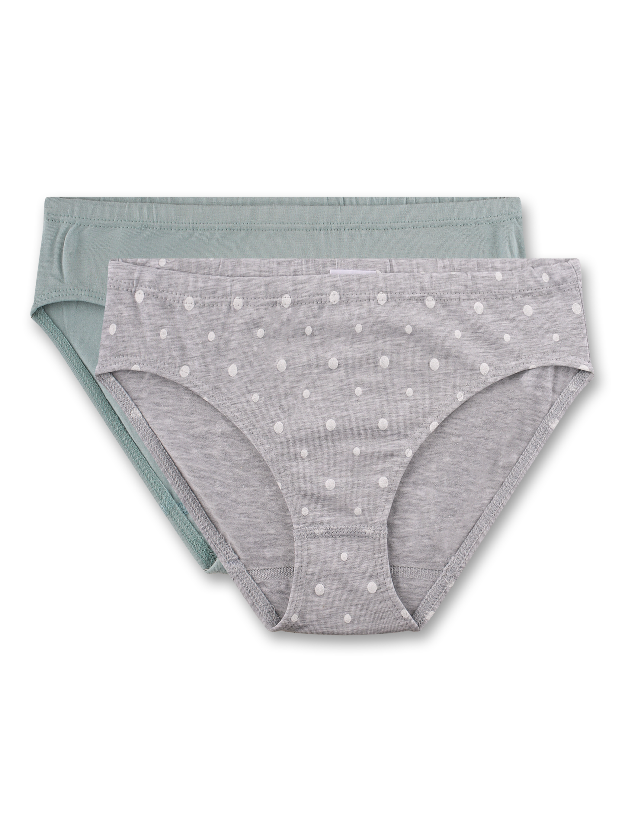 Mädchen-Hüftslip (Doppelpack) grün & grau gepunktet