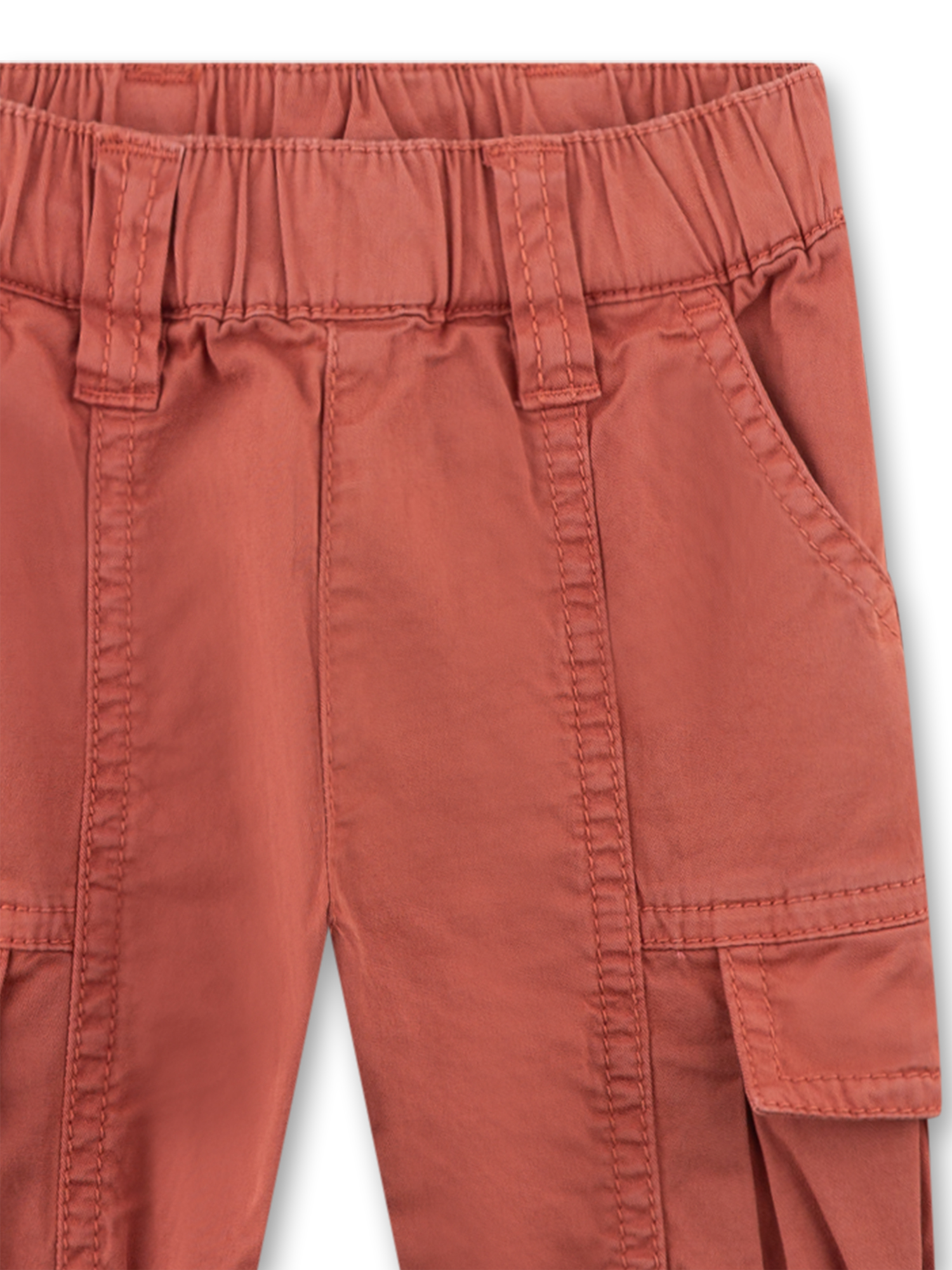 Cargohose, Twill-Stoff, elastischer Bund, Cargo-Tasche, Rosenrot