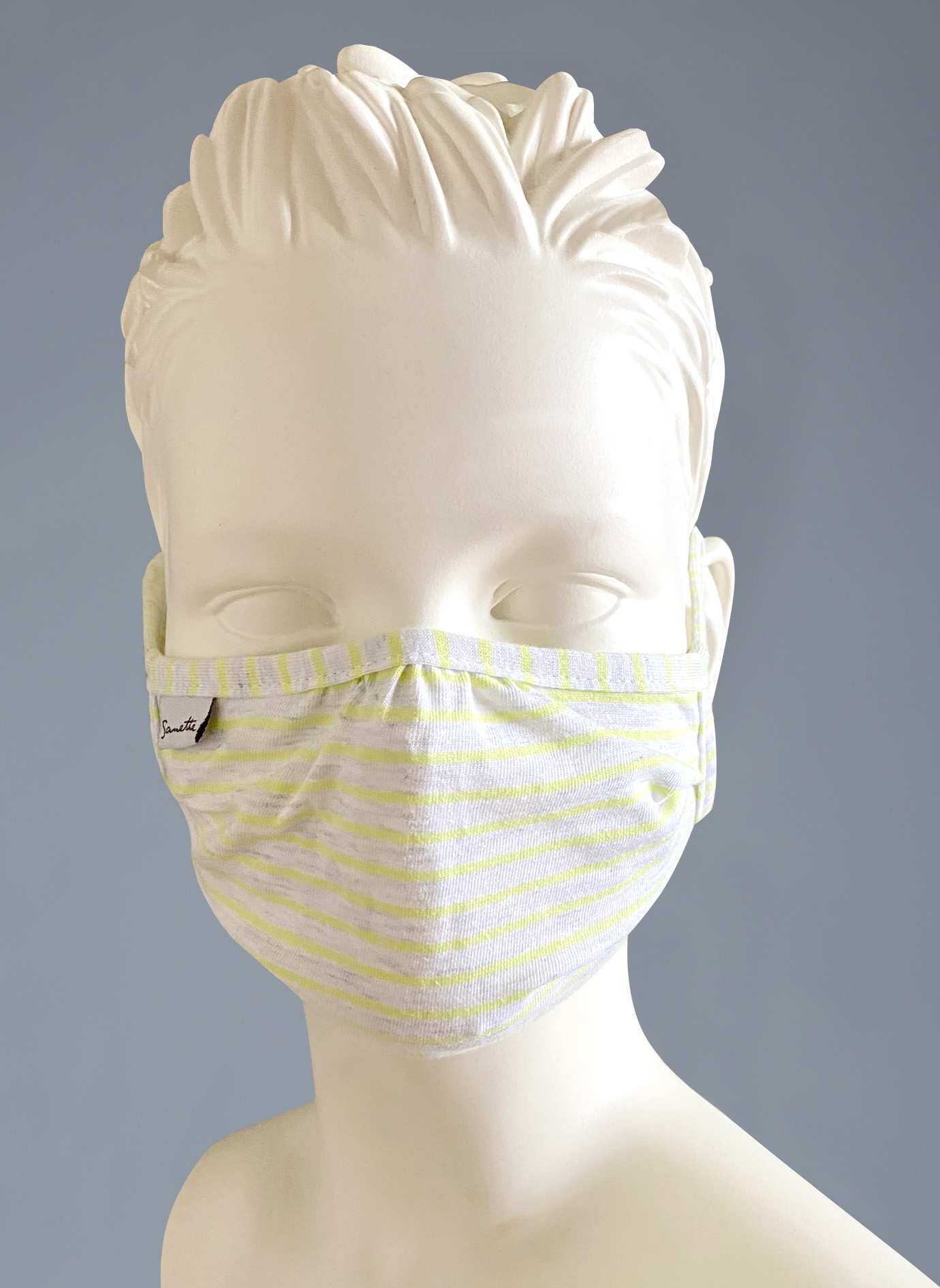 Wiederverwendbare Mund-Nasen-Maske Kinder Doppelpack Gelb Ringel