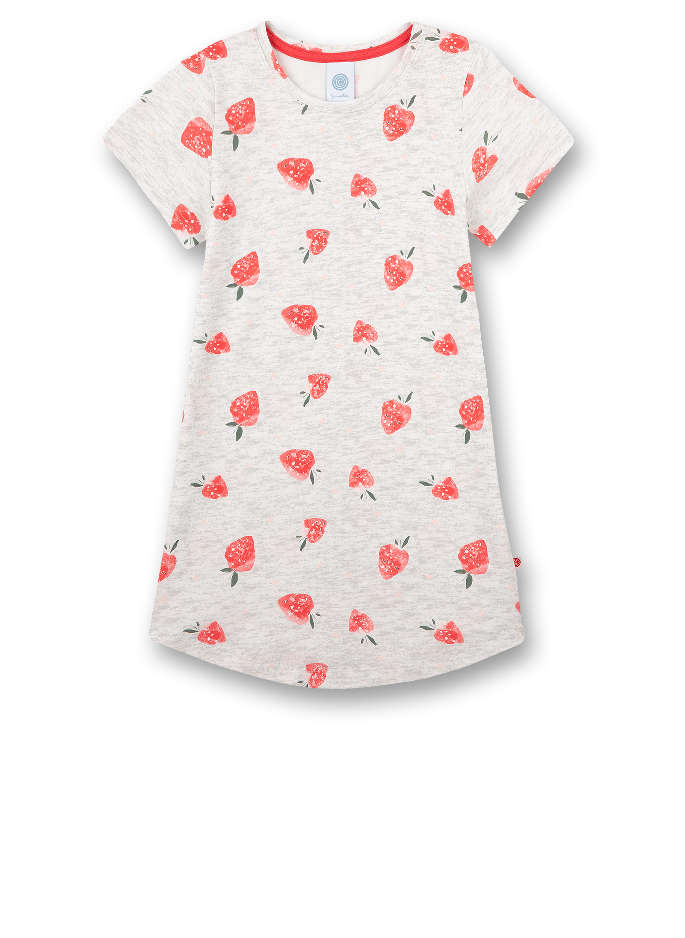 Mädchen-Nachthemd Graumelange Erdbeer-Allover Strawberry Field