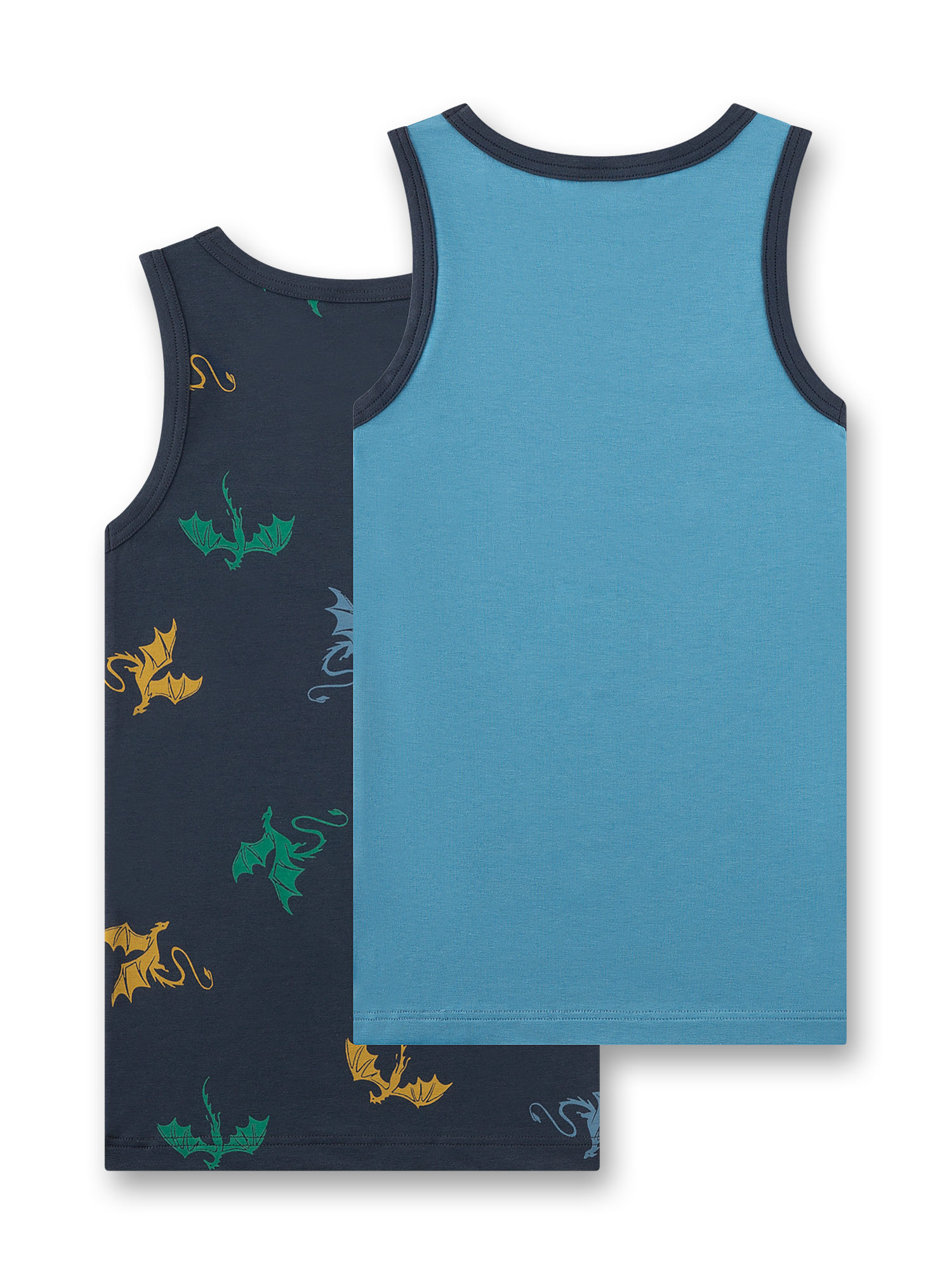 Tanktop, Kinder, Fledermaus-Muster, einfarbig blau, dunkelblau-Rückseite