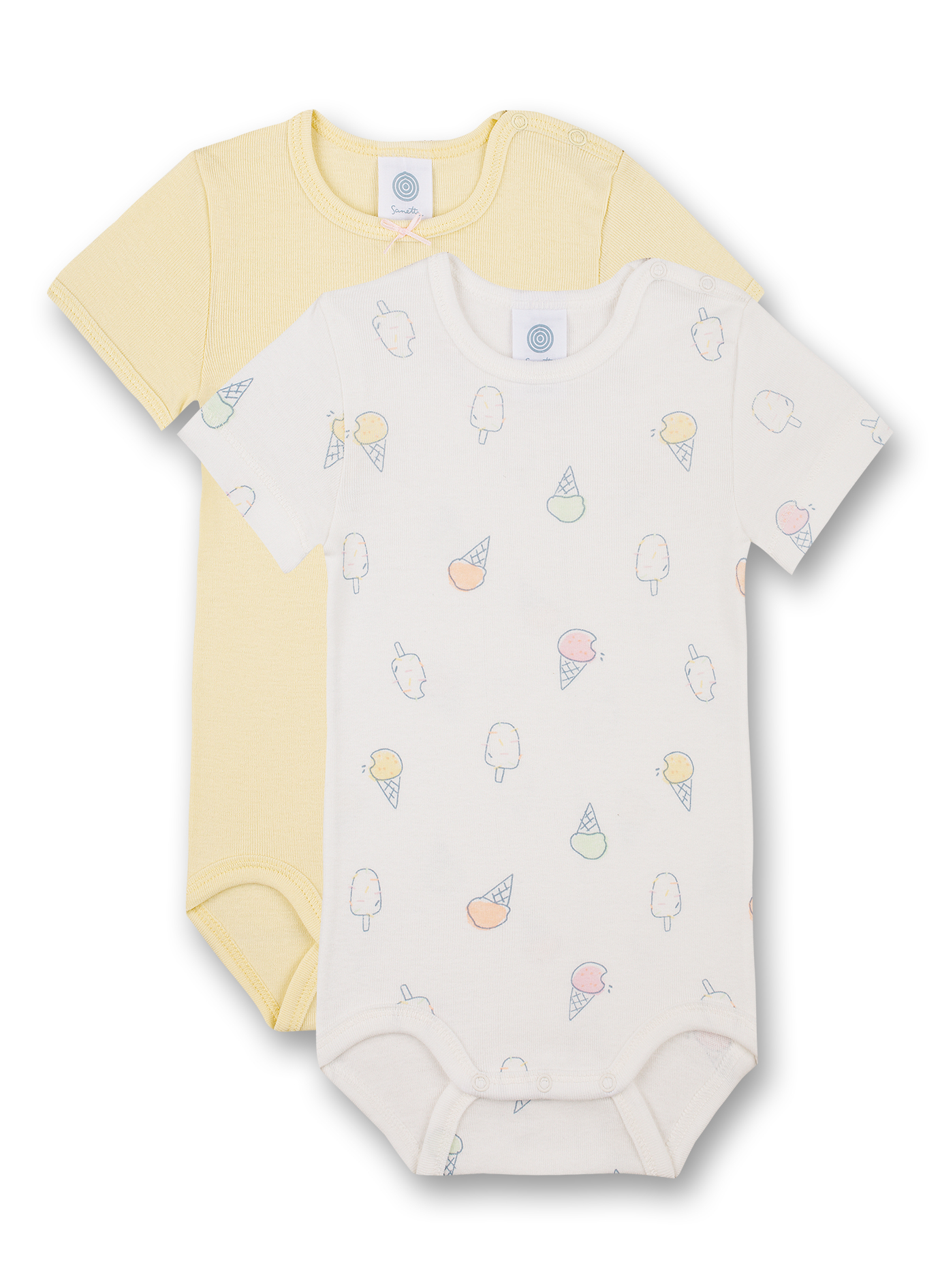 Body kurzarm (Doppelpack) Off-White und Gelb Ice Baby
