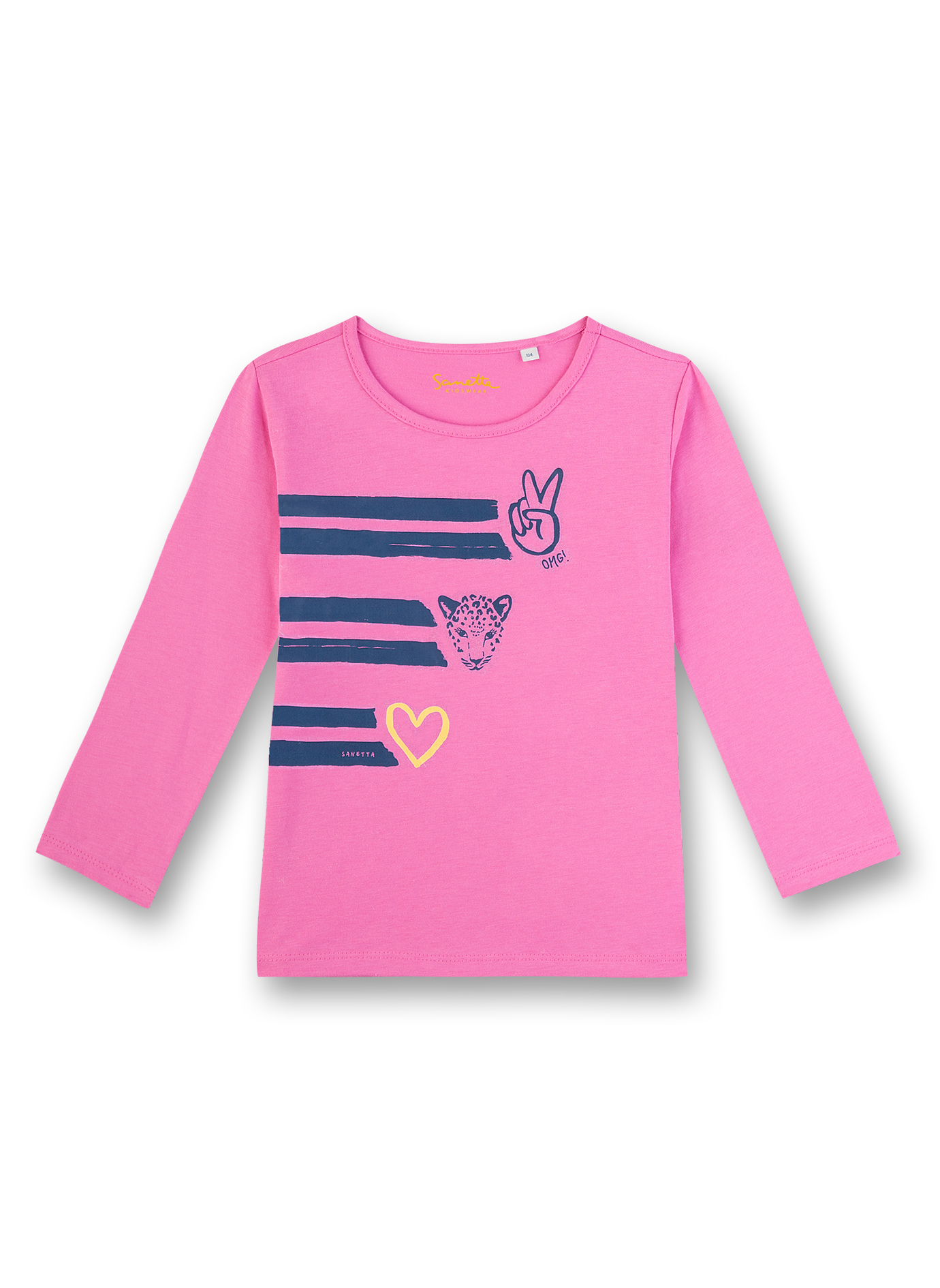 Mädchen-Shirt langarm Pink Wild Cat