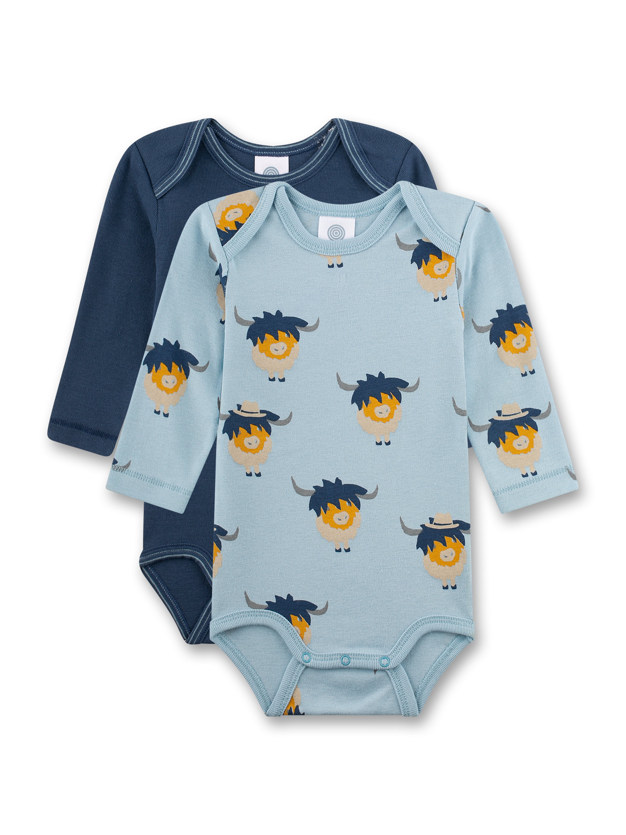 Baby-Body langarm (Doppelpack) blau Büffel