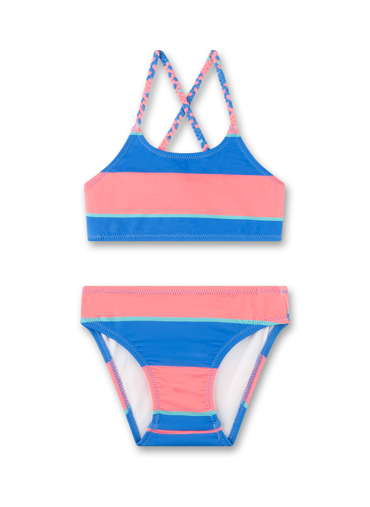 Mädchen-Bikini blau gestreift