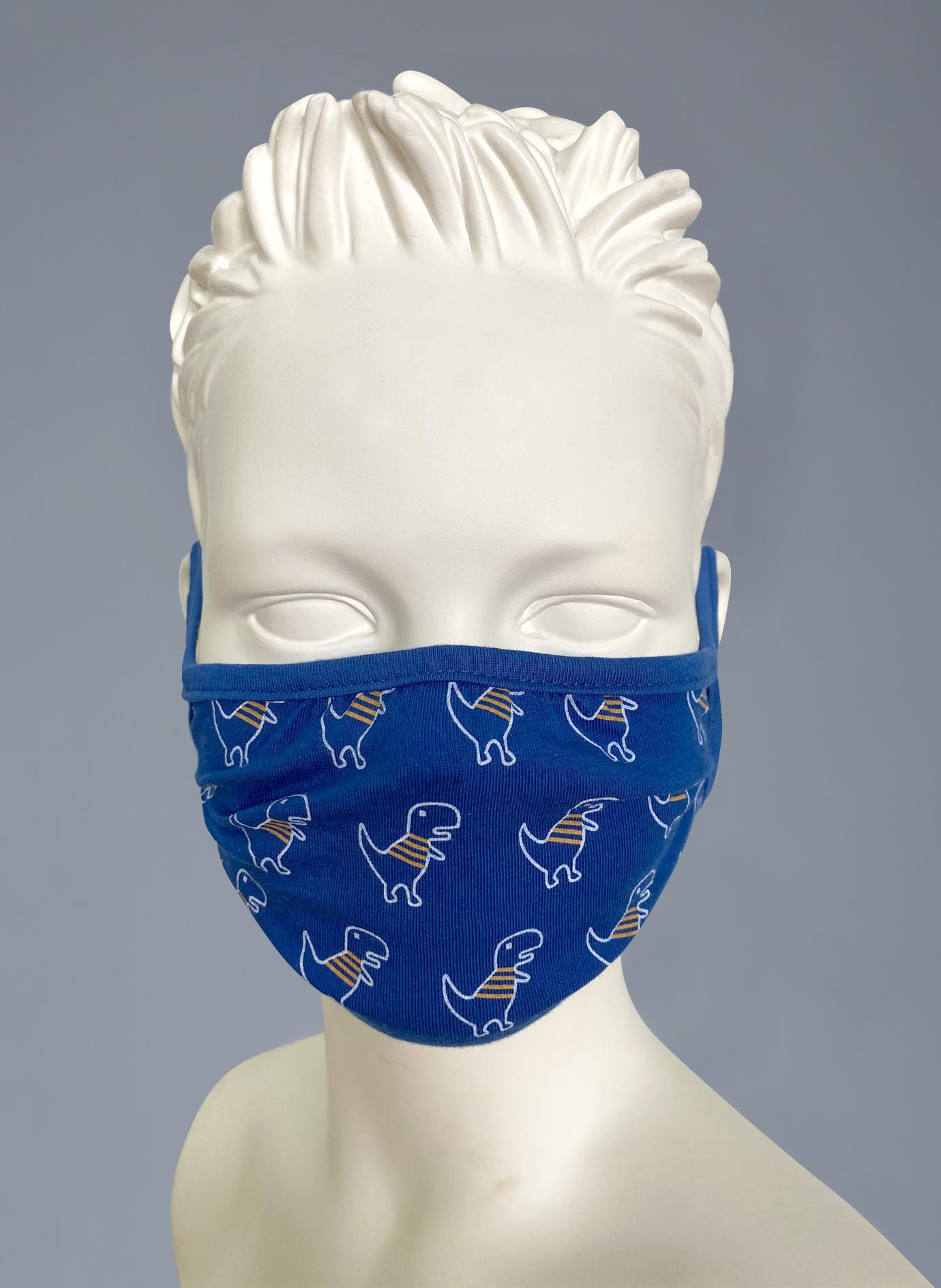Wiederverwendbare Mund-Nasen-Maske Kinder Doppelpack Blau Dino