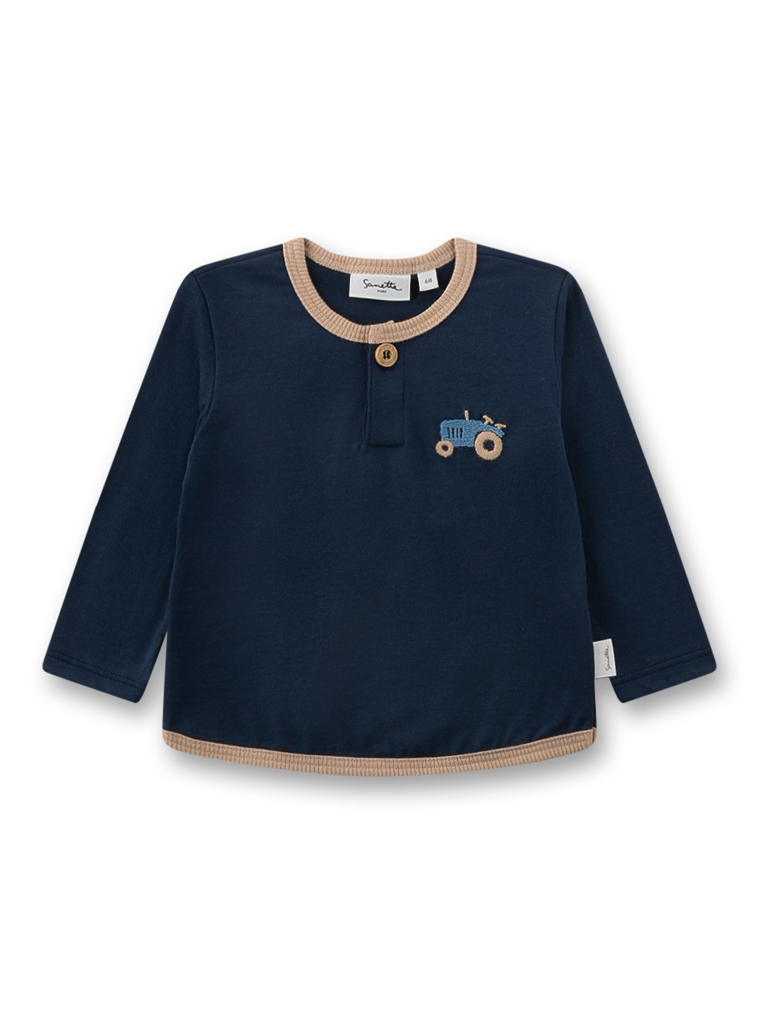 Jungen-Langarmshirt dunkelblau Traktor