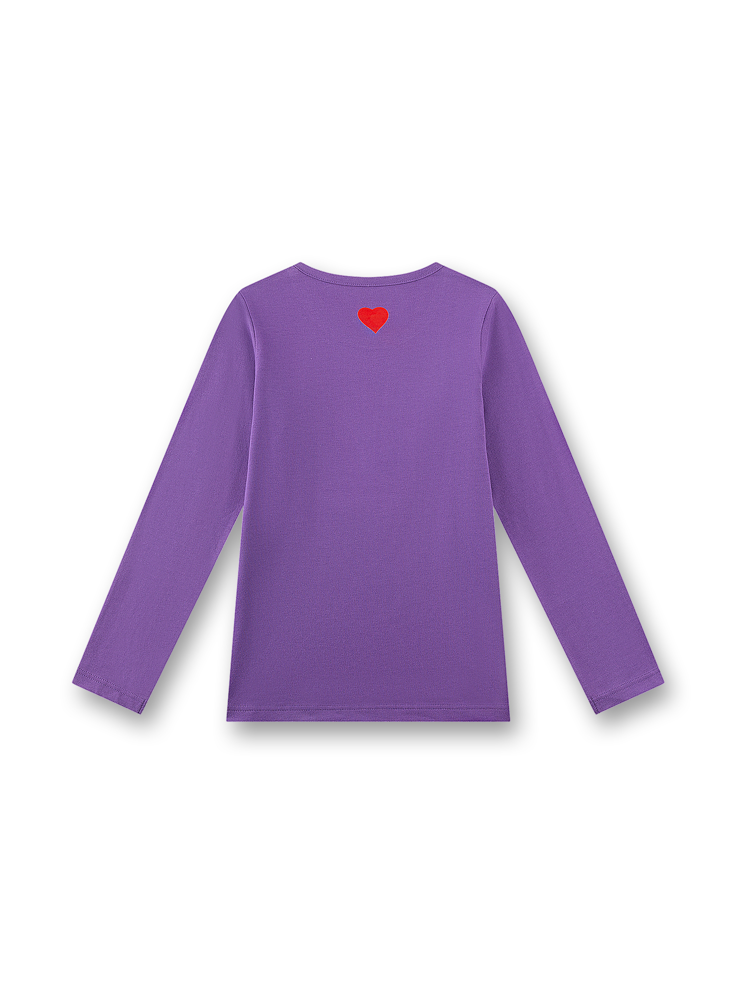 lila Langarmshirt, Herz-Aufnäher, Rundhals, Langarm, Basic-Shirt