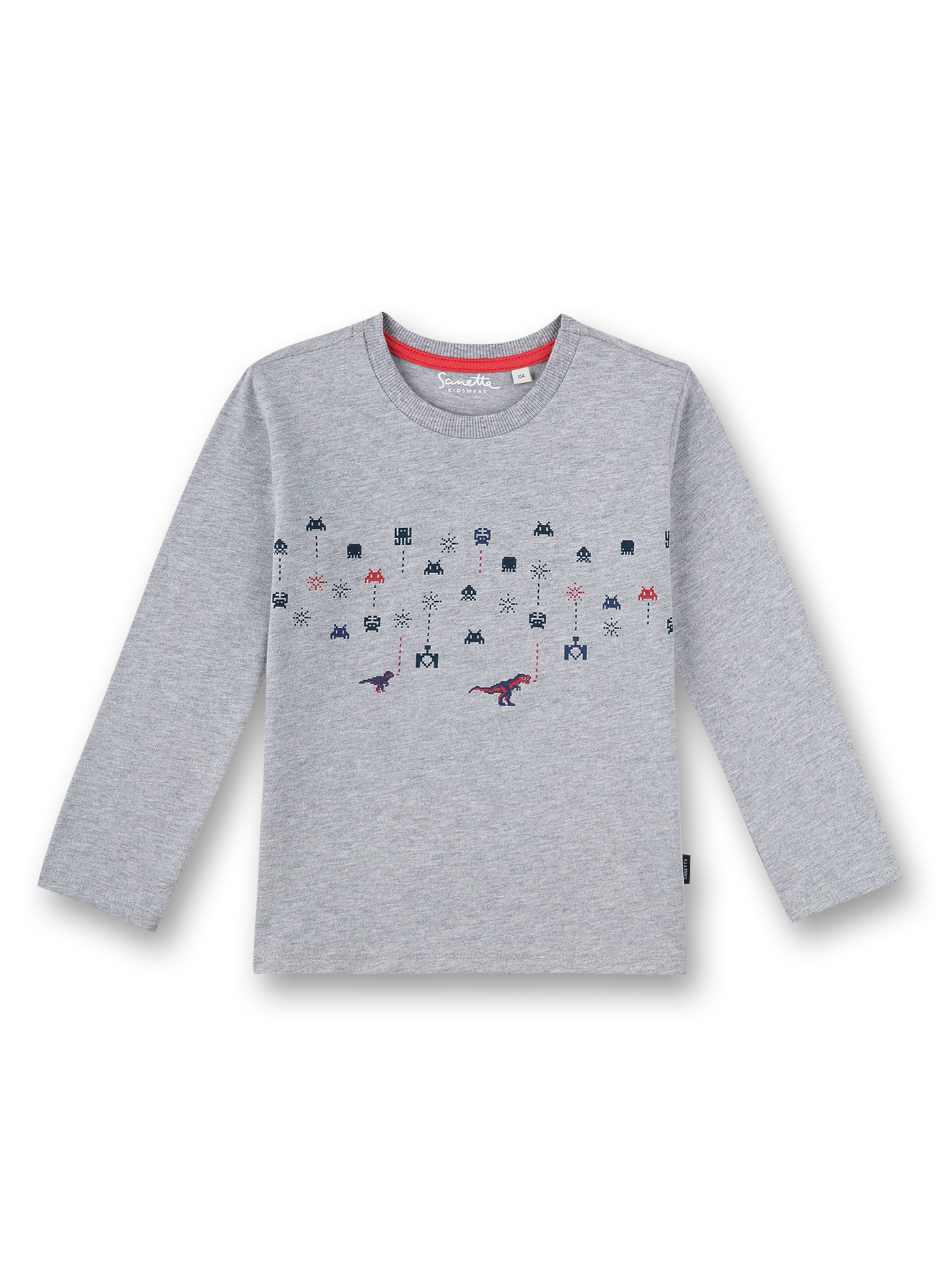 Jungen-Shirt langarm Graumelange Gamer