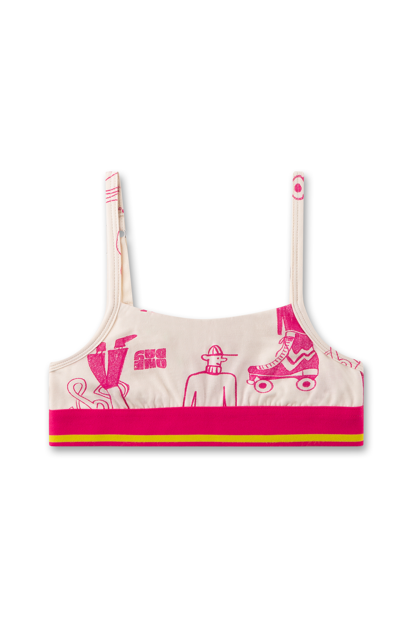 Mädchen-Bustier beige mit Motivprint pink