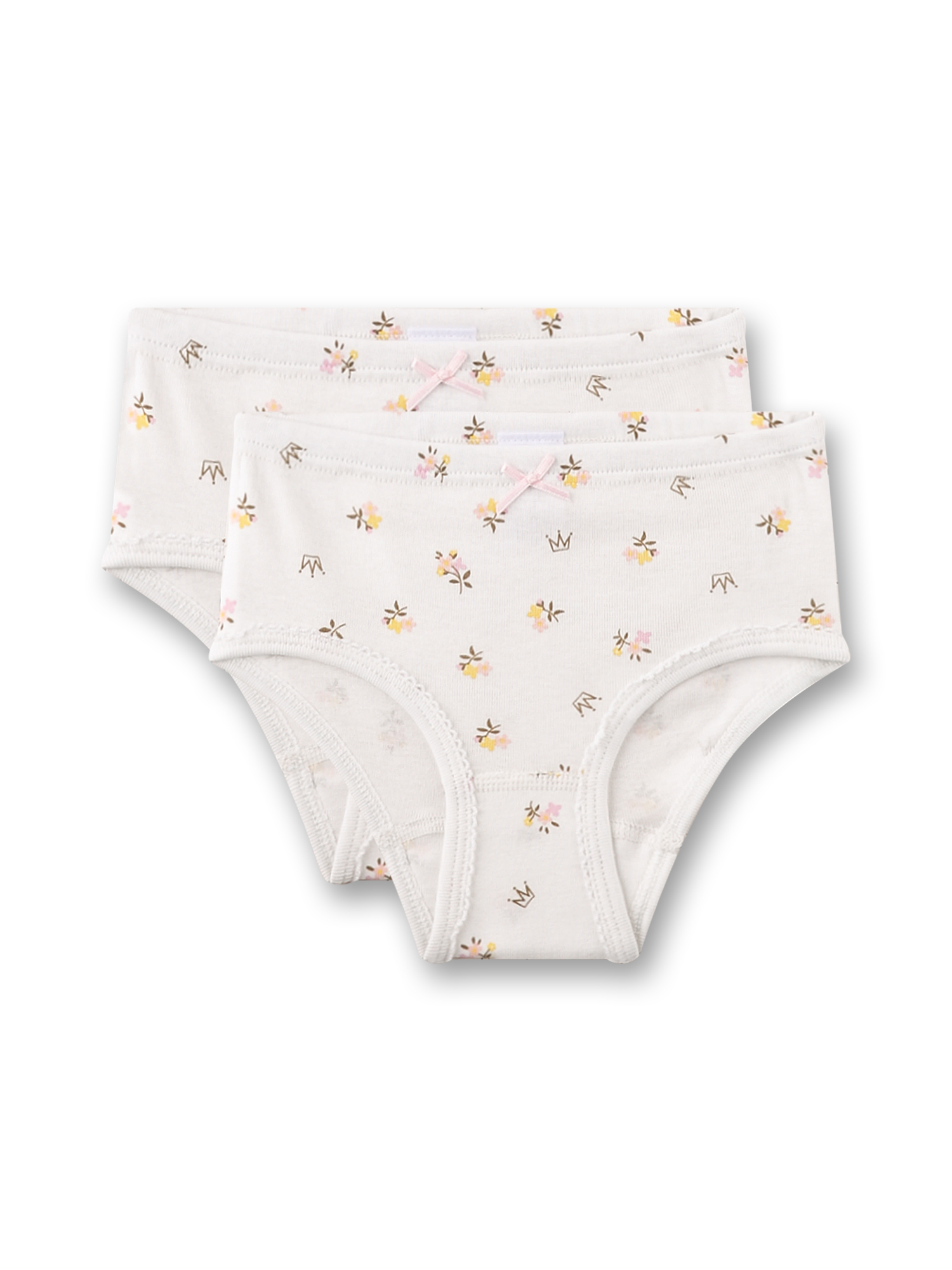 Mädchen-Hüftslip (Doppelpack) beige Blume
