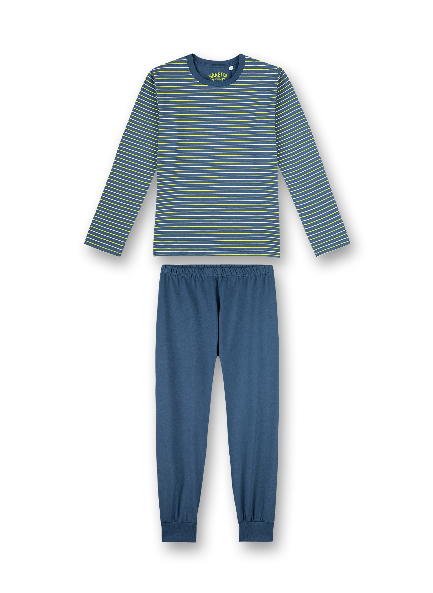 Jungen-Schlafanzug Blau Ringel Snowboarder