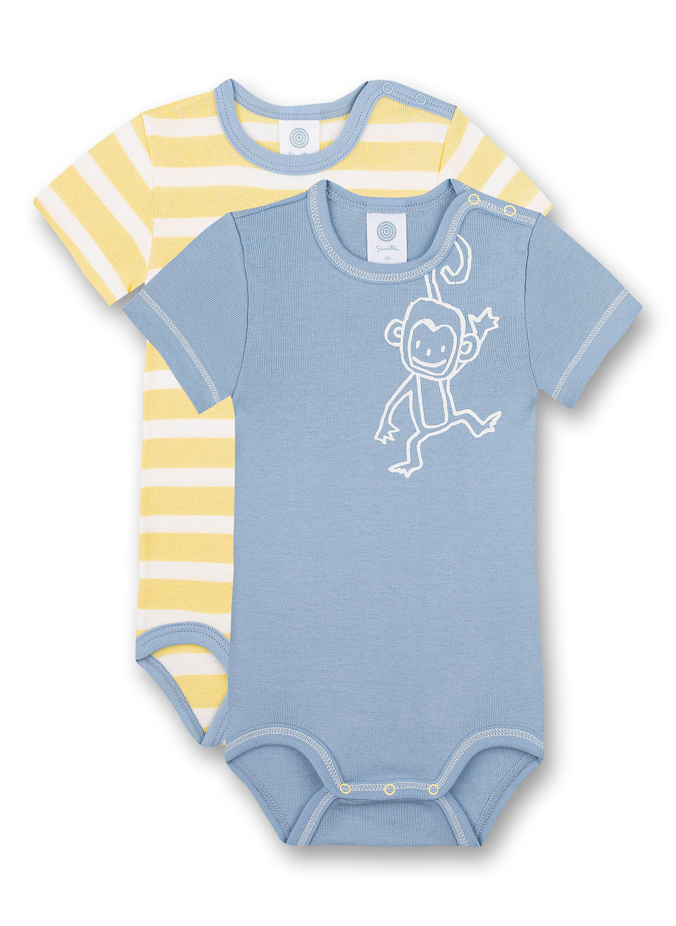 Body kurzarm (Doppelpack) Blau und Gelb Monkey
