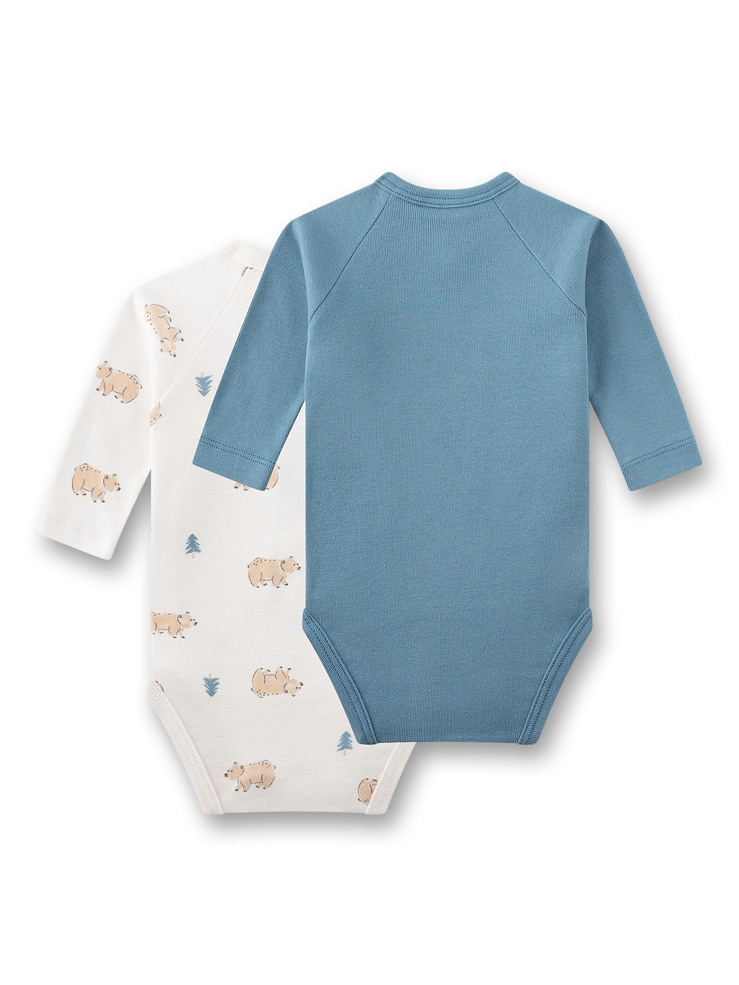 bodysuit, langarm, blau, solide, zweier-pack