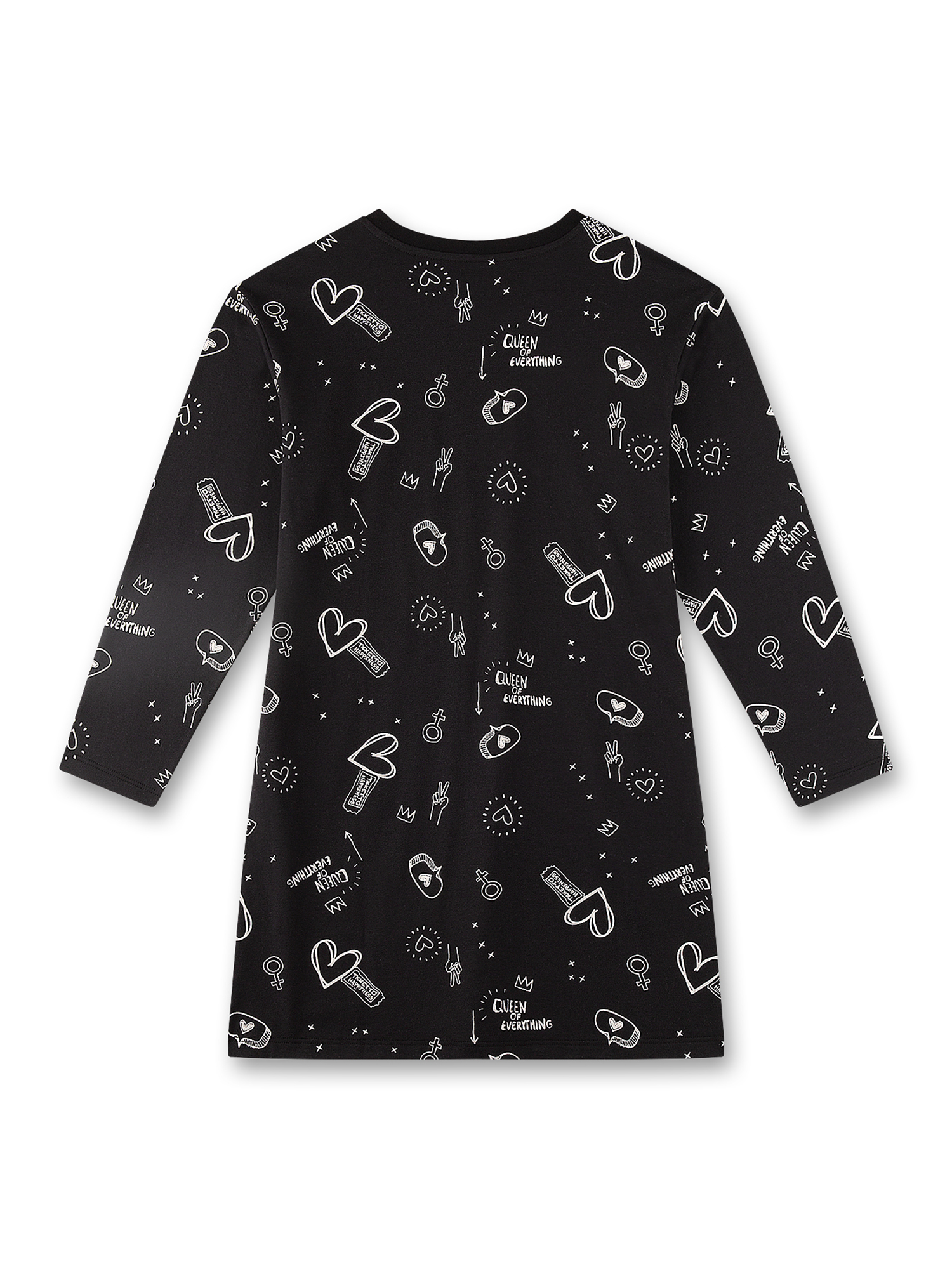 Druckmuster, Herz motifs, Langarmshirt, Schwarz, Kunstleder?
