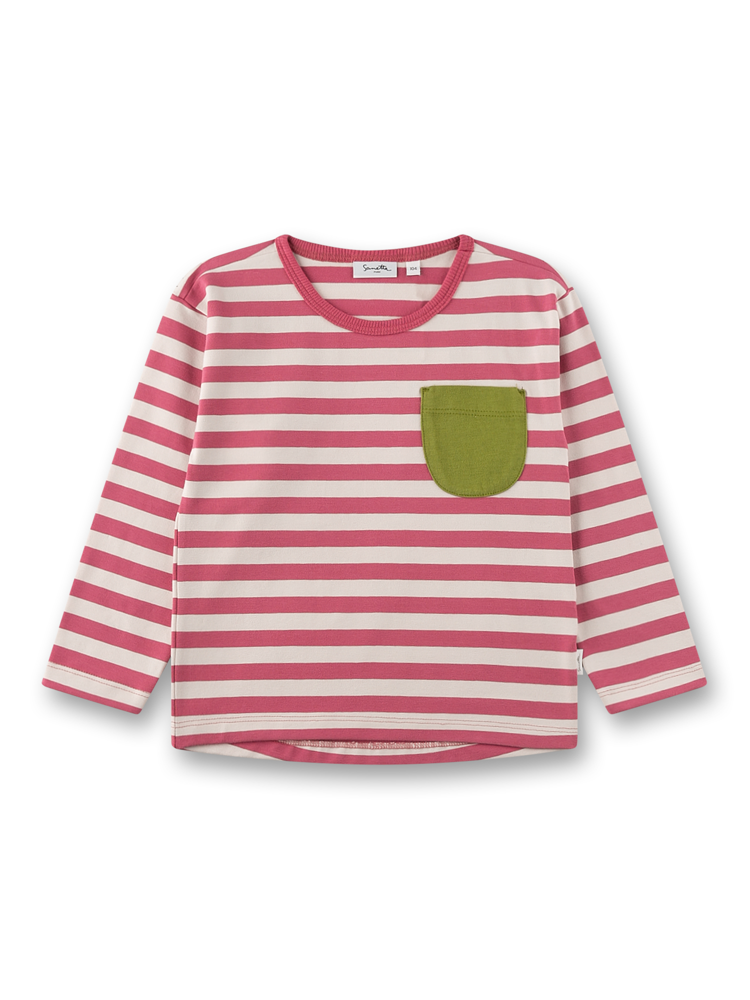Mädchen-Langarmshirt pink geringelt