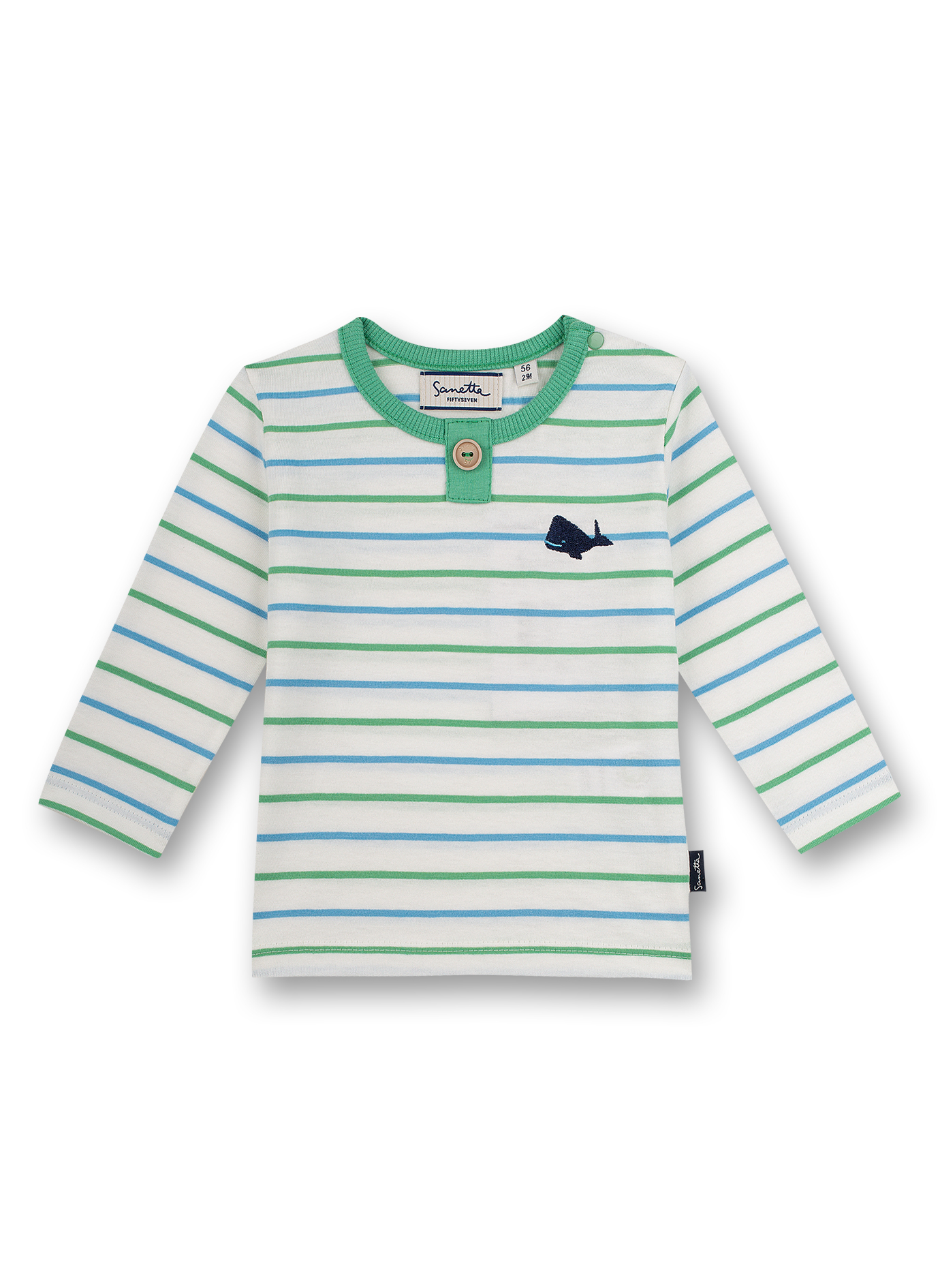 Jungen-Shirt langarm Off-White Ringel Little Whale