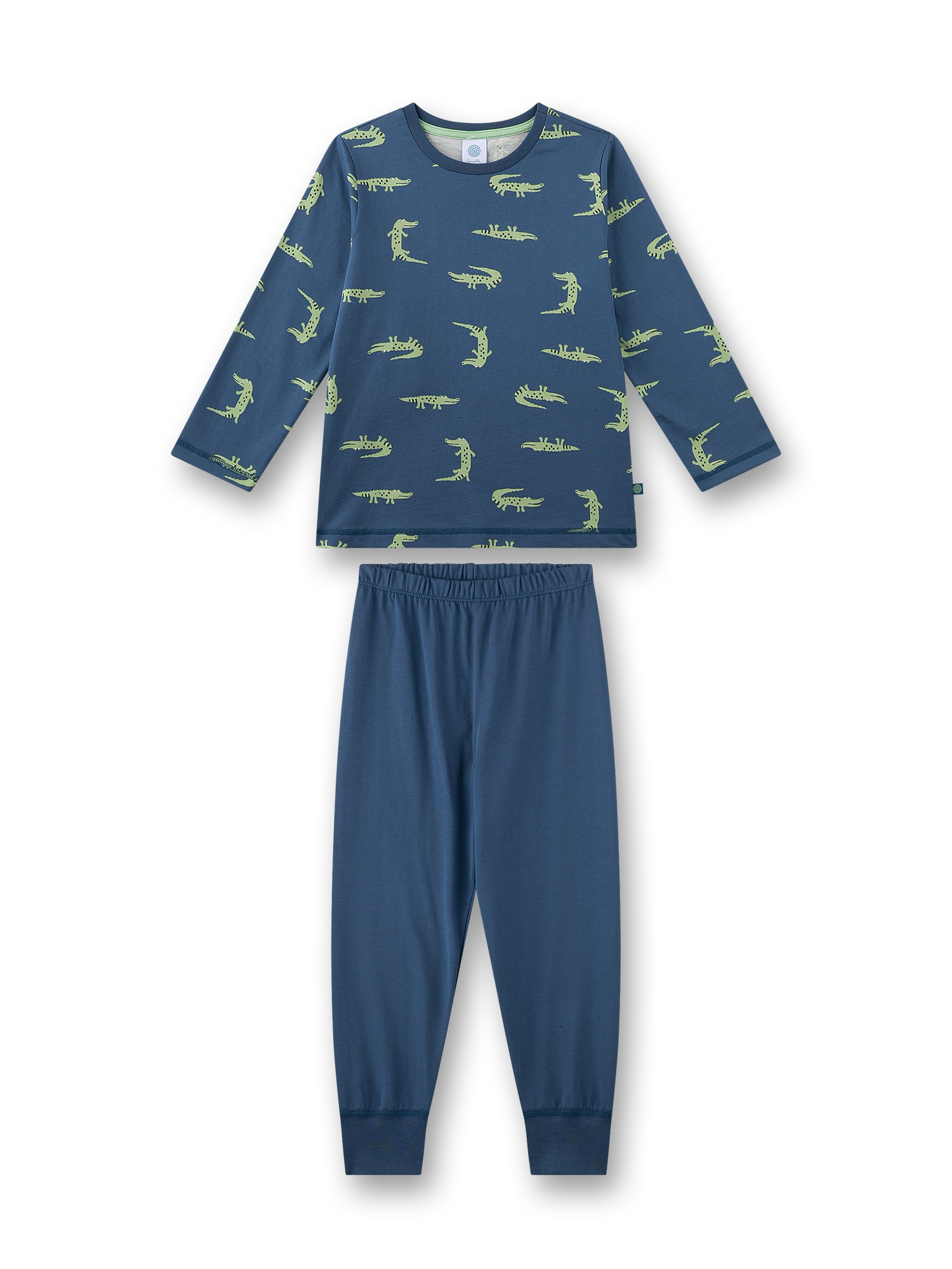 Jungen-Schlafanzug langarm blau Krokodil