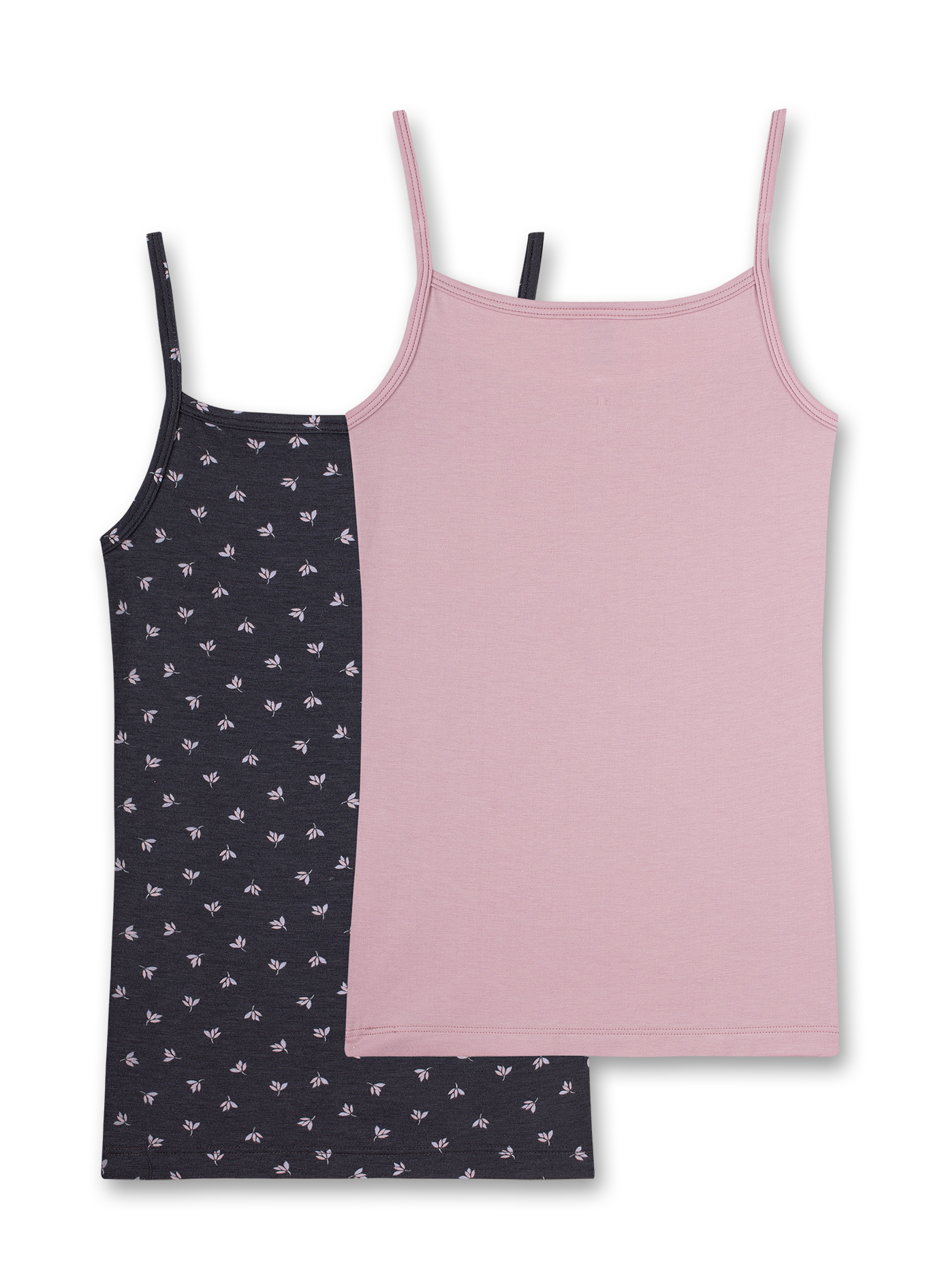 Mädchen-Unterhemd (Doppelpack) Dunkelgrau und Rosa
