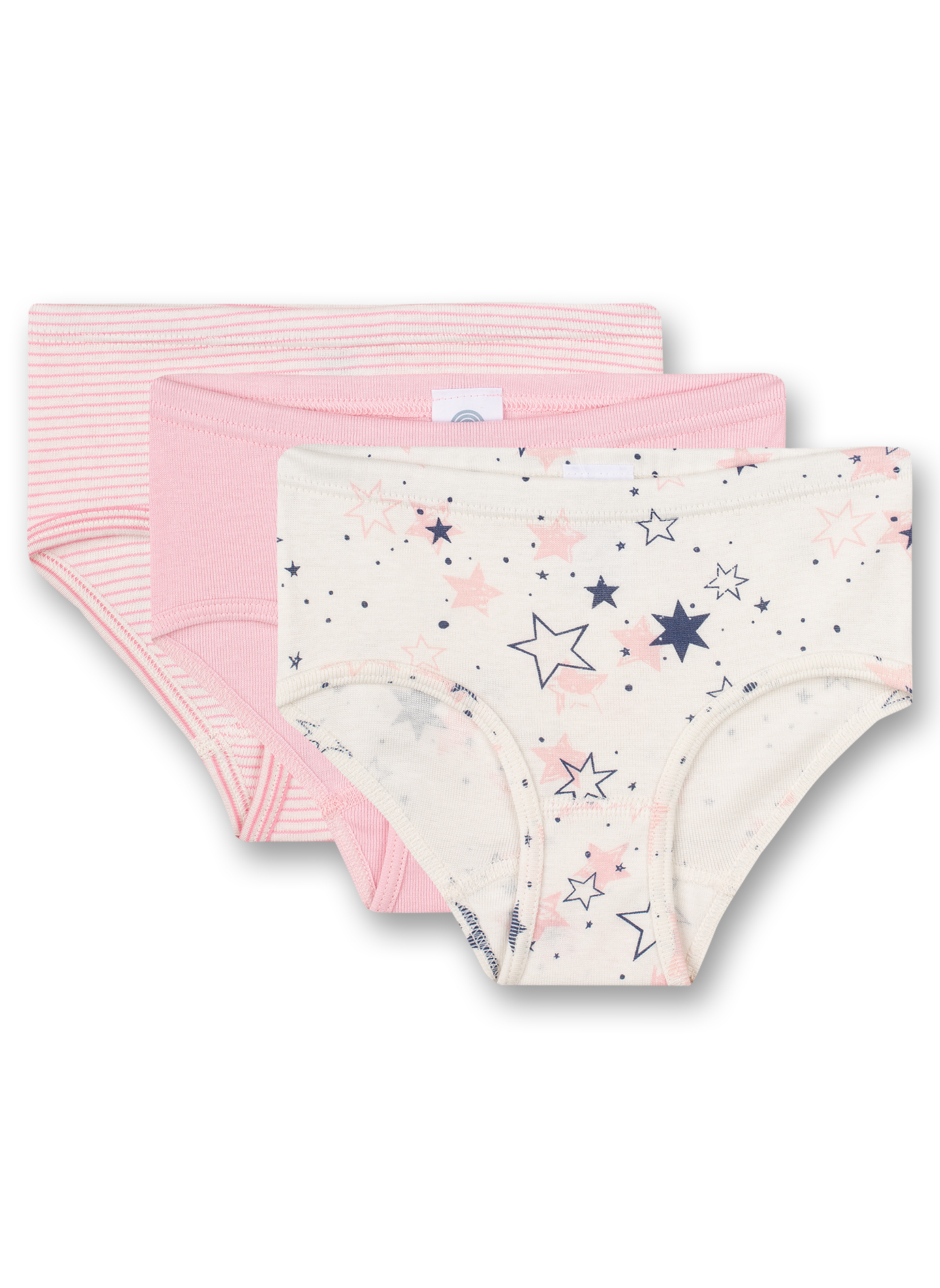 Mädchen-Hüftslip (Dreierpack) Sterne Rosa und Ringel
